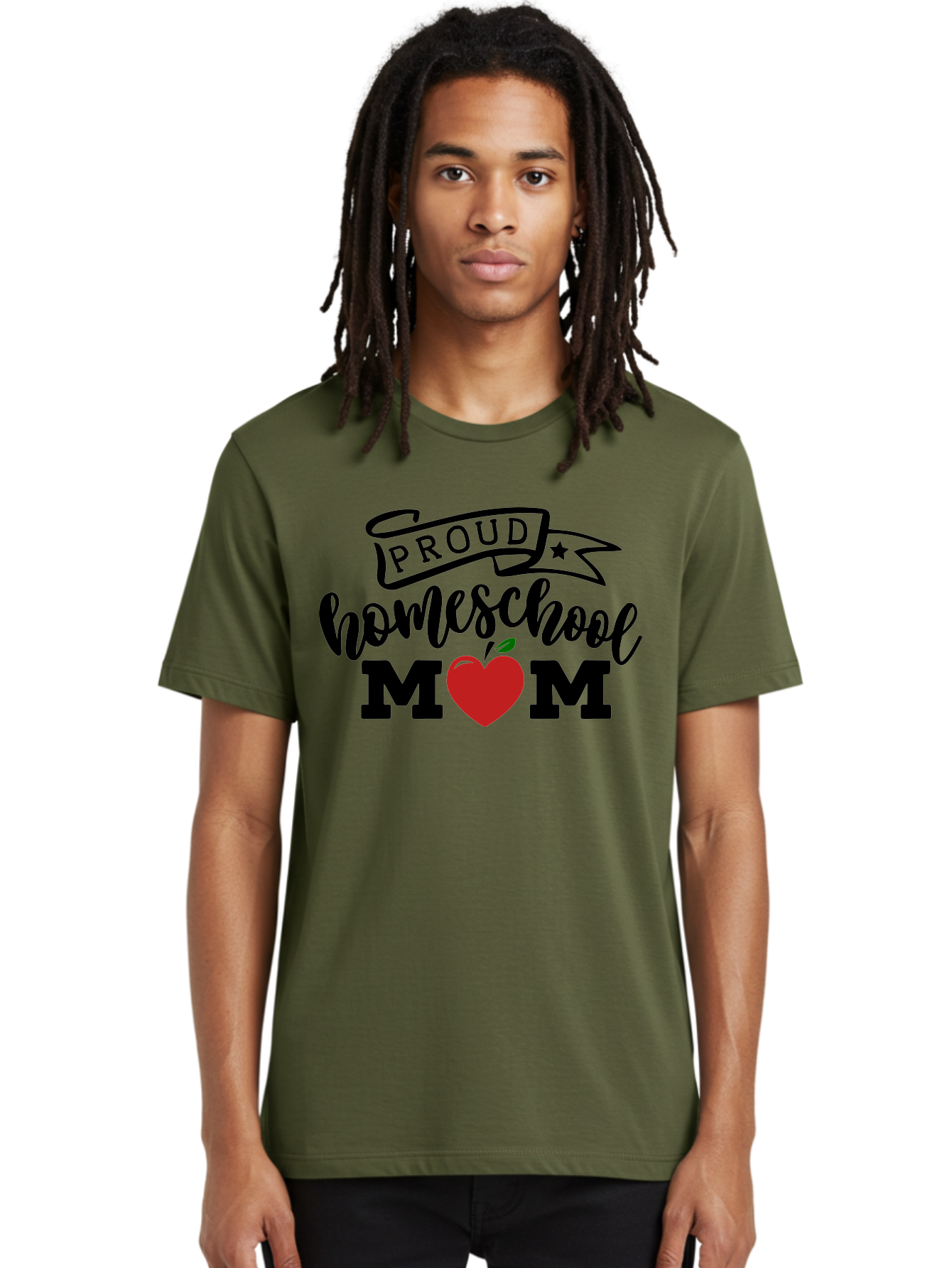 Proud-Homeschool-Mom-3 Men'S Graphic Tee, 100% Cotton, Comfortable Casual Summer Wear, Machine Washable, Homeschool Mom, Proud Parent, Homeschooling, Parenting, Education, Apple, Mother, Proud Homeschool Mom, Family, Love Aab423