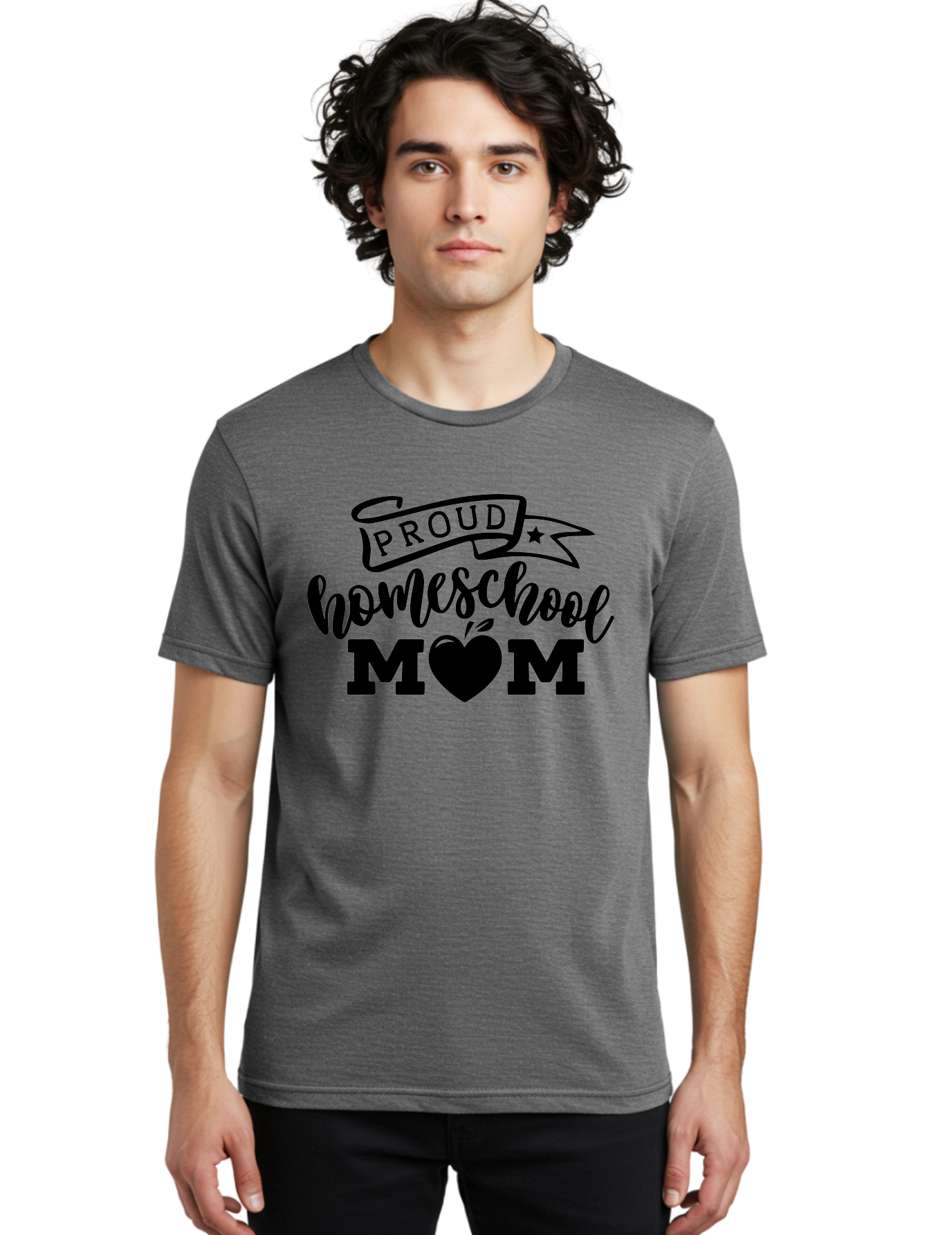 Proud-Homeschool-Mom Men'S Graphic Tee, 100% Cotton, Comfortable Casual Summer Wear, Machine Washable, Homeschool Mom, Proud Parent, Apple Of My Eye, Home Education, Parenting Pride, Mom Love, Education Support, Heart Of The Home Aab424