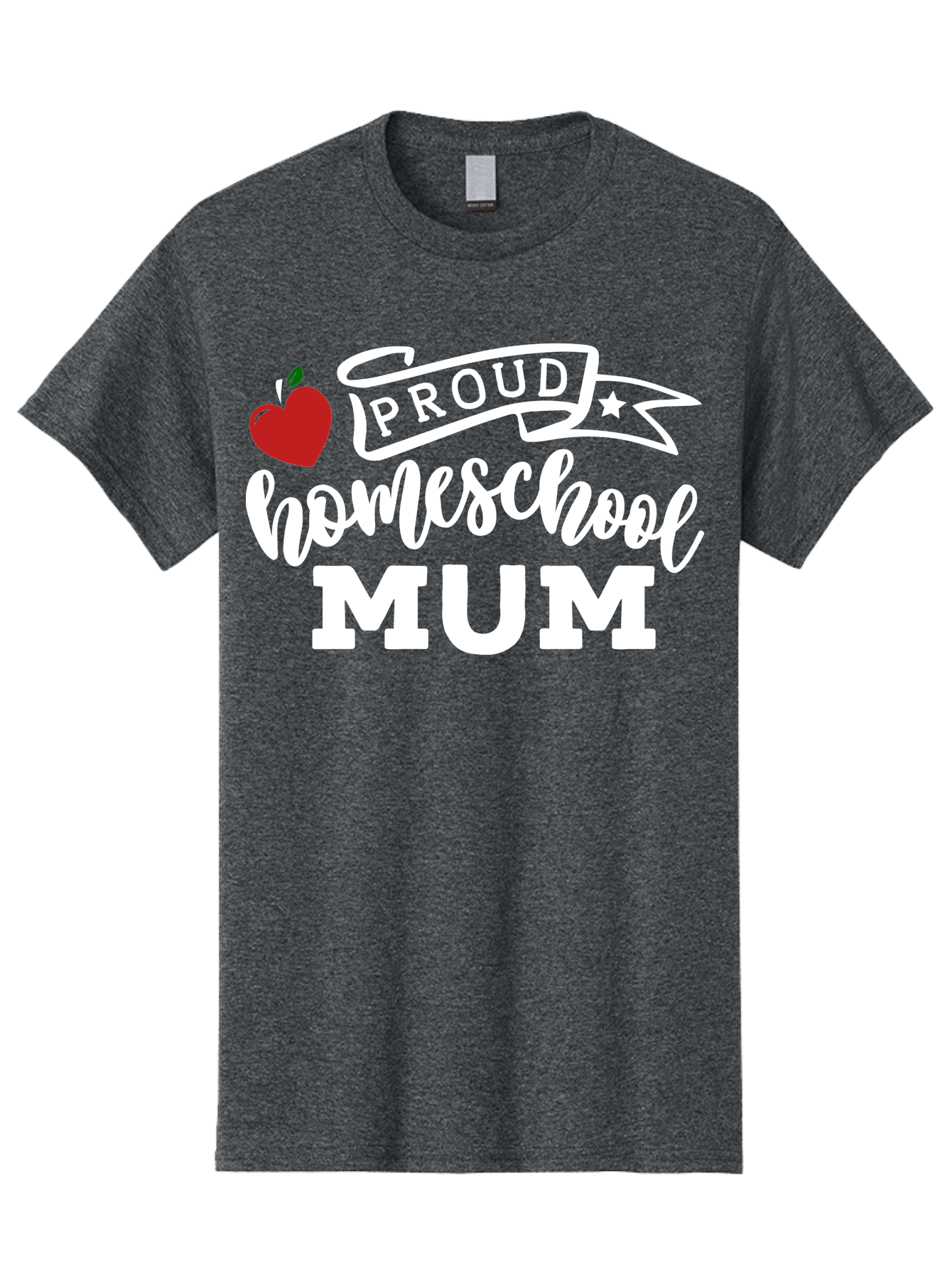 Proud-Homeschool-Mum-2 Men'S Graphic Tee, 100% Cotton, Comfortable Casual Summer Wear, Machine Washable, Proud Homeschool Mum, Homeschooling Mom, Home Education, Proud Parent, Apple Logo, Banner Design, Star Symbol, Custom Apparel, Aab426