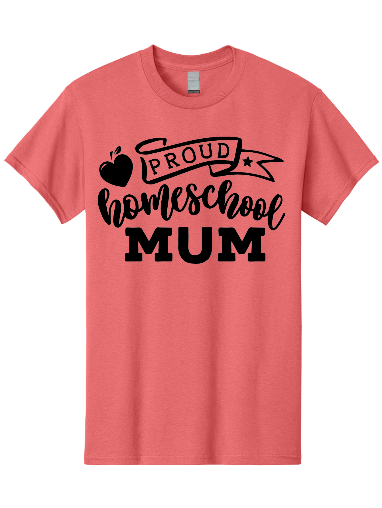 Proud-Homeschool-Mum Men'S Graphic Tee, 100% Cotton, Comfortable Casual Summer Wear, Machine Washable, Homeschool Mom, Proud Parent, Education, Learning, Apple Symbol, Star Icon, Homeschooling, Mom Life Aab428