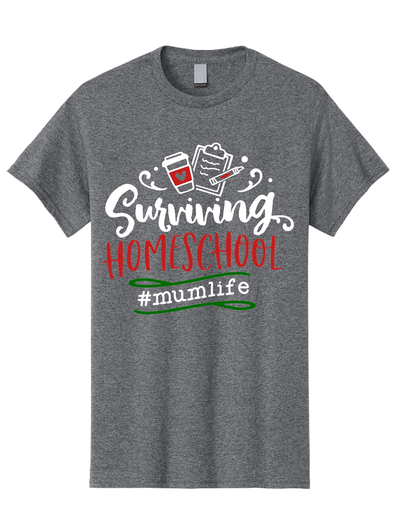Surviving-Homeschool-4 Men'S Graphic Tee, 100% Cotton, Comfortable Casual Summer Wear, Machine Washable, Homeschooling, Parenting, Motherhood, Coffee Culture, Teaching, Learning, Education, #Mumlife, Mom Life, Homeschool Mom Aab435