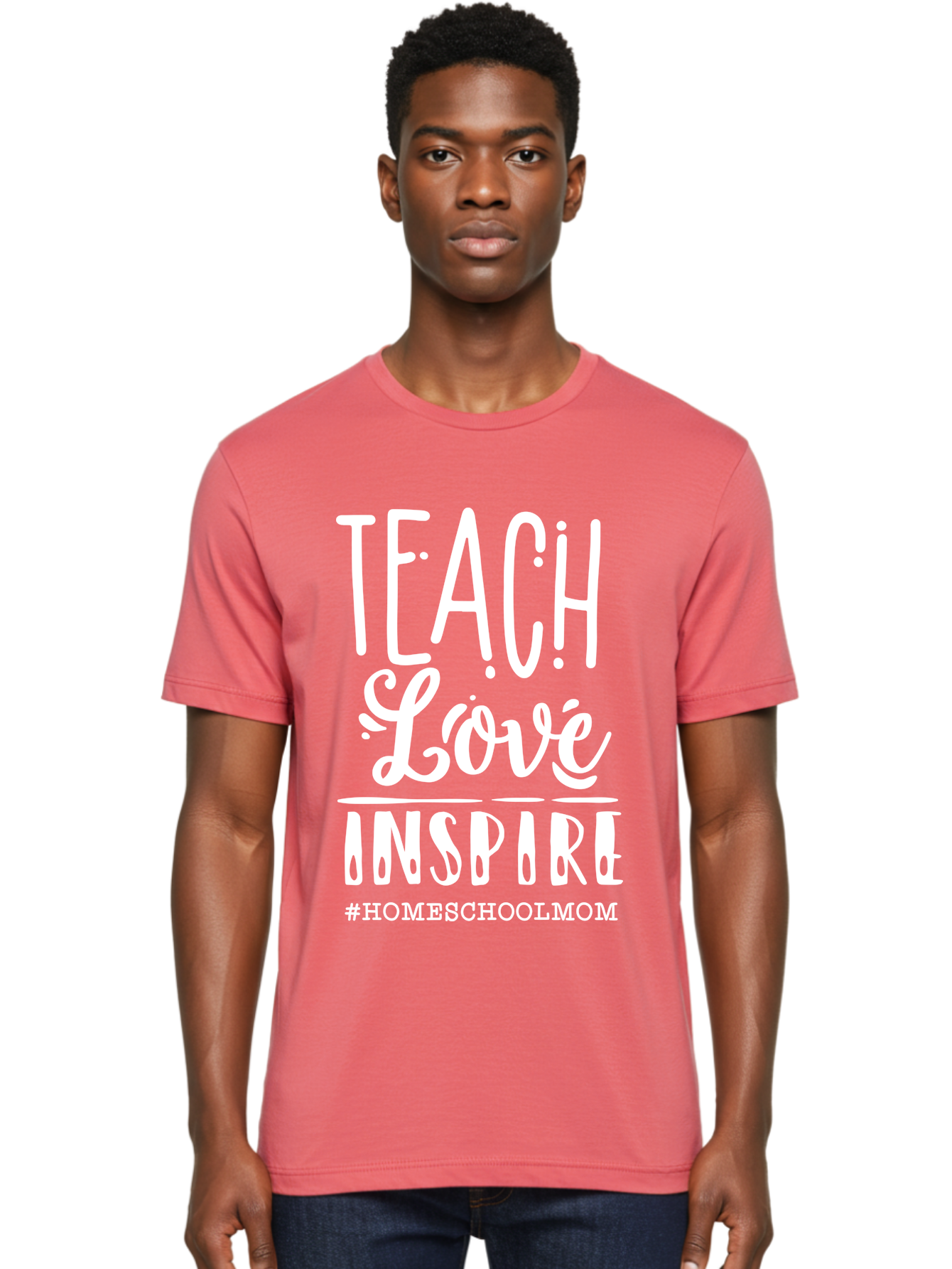 Teach-Love-Inspire-2 Men'S Graphic Tee, 100% Cotton, Comfortable Casual Summer Wear, Machine Washable, Homeschool Mom, Inspirational Quote, Teaching With Love, Homeschooling Inspiration, Motivational Phrase, Teaching Inspiration, Aab443