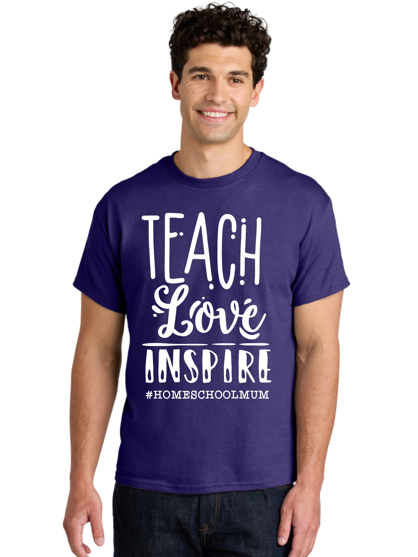 Teach-Love-Inspire Men'S Graphic Tee, 100% Cotton, Comfortable Casual Summer Wear, Machine Washable, Inspirational Quote, Teaching With Love, Homeschooling Mom, Educational Motivation, Teaching Inspiration, Loving Teacher, Homeschool Mum, Aab445