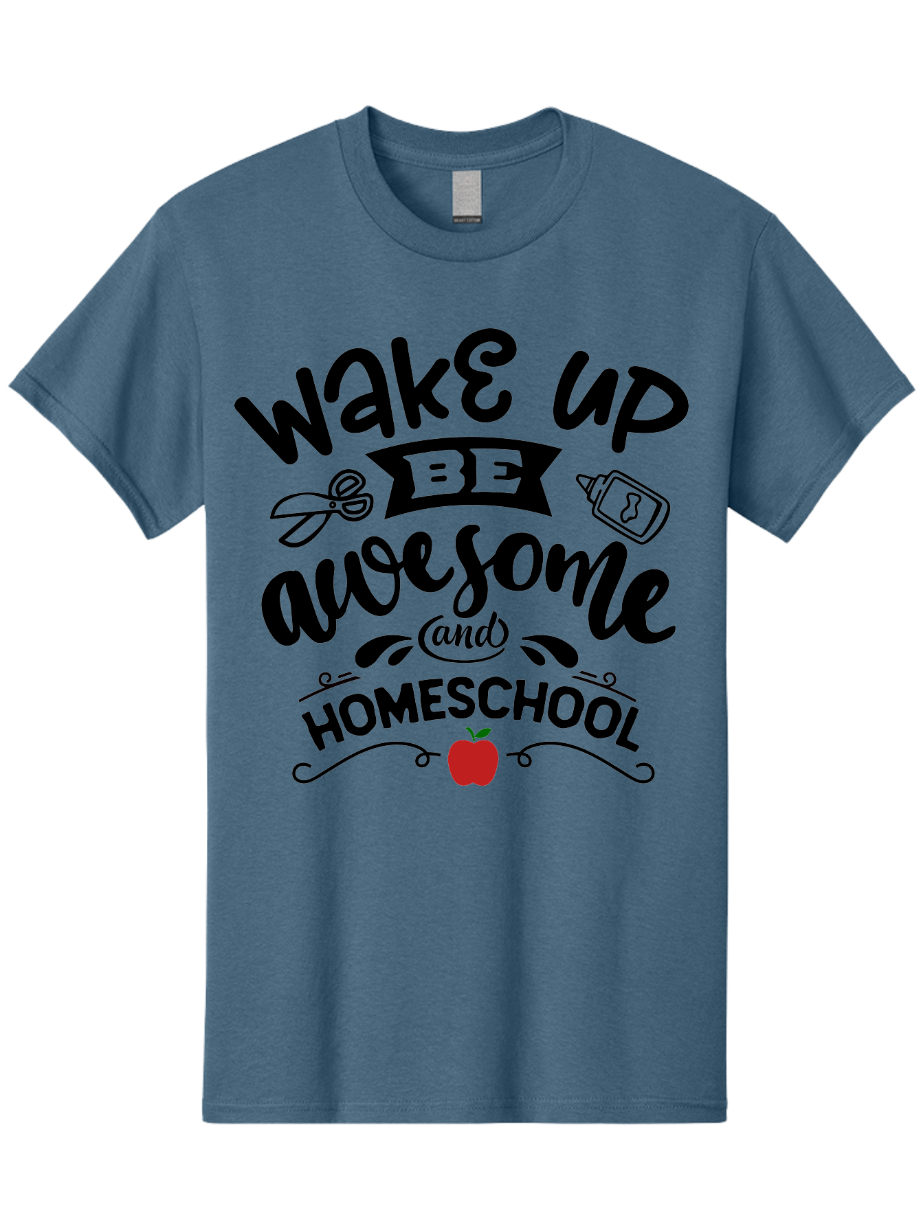 Wake-Up-Be-Awesome-And-Homeschool-2 Men'S Graphic Tee, 100% Cotton, Comfortable Casual Summer Wear, Machine Washable, Homeschool Inspiration, Motivational Quote, Morning Motivation, Educational Quotes, Homeschooling, Learning At Home, Aab453