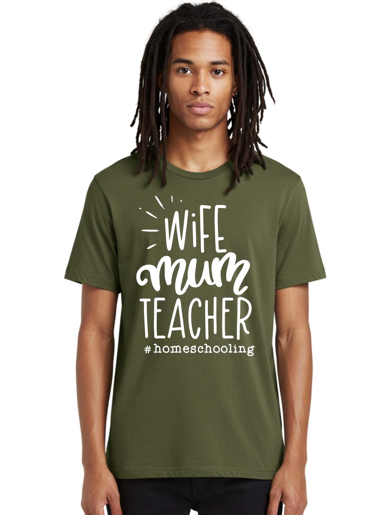Wife-Mum-Teacher-Homeschooling Men'S Graphic Tee, 100% Cotton, Comfortable Casual Summer Wear, Machine Washable, Wife, Mum, Teacher, Homeschooling, Family Roles, Teaching At Home, Modern Parenting, Family Values Aab458