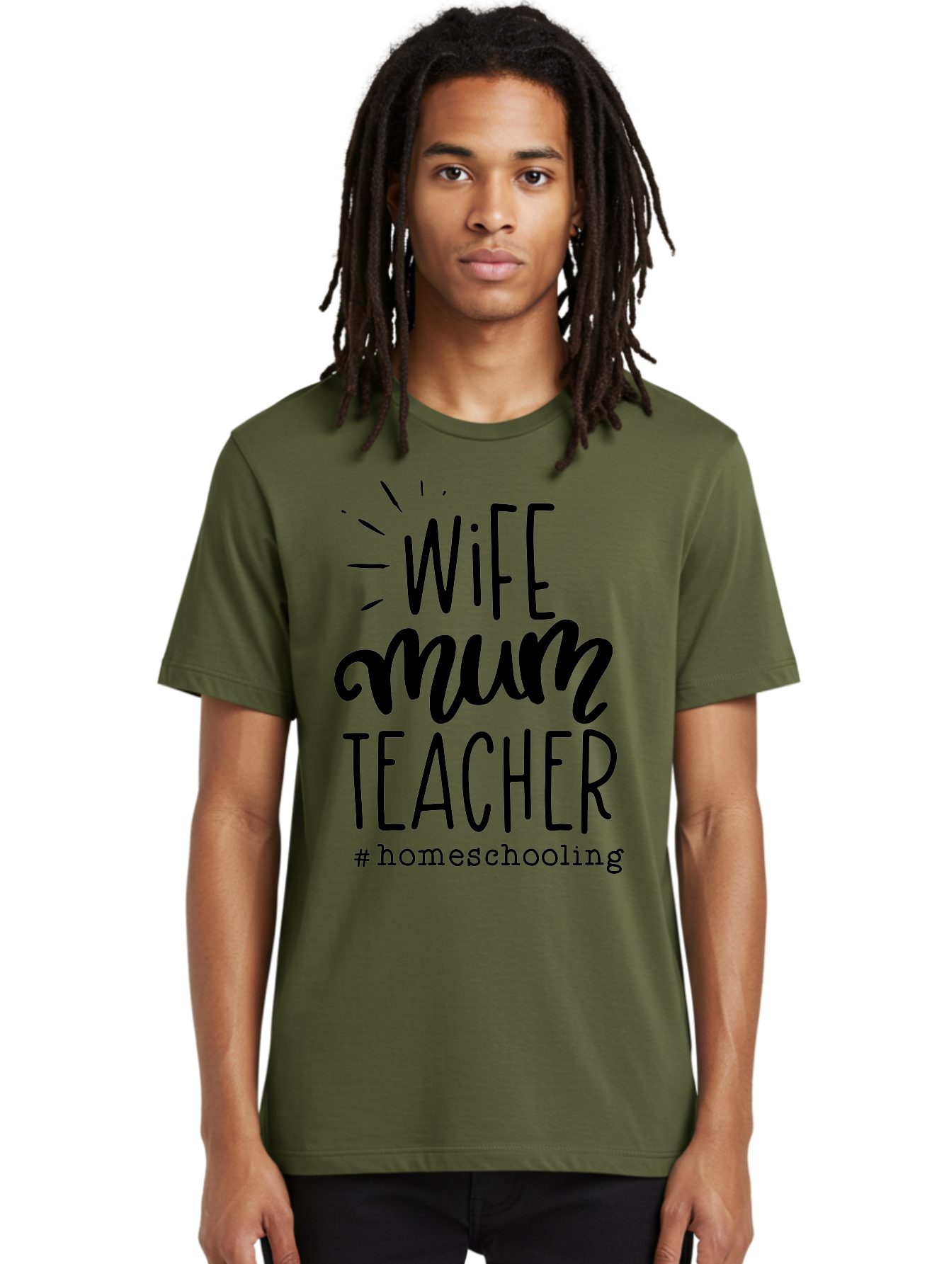 Wife-Mum-Teacher Men'S Graphic Tee, 100% Cotton, Comfortable Casual Summer Wear, Machine Washable, Homeschooling Mom, Wife And Teacher, Modern Family, Home Education, Parenting Roles, Inspirational Quote, Homeschooling Lifestyle Aab459