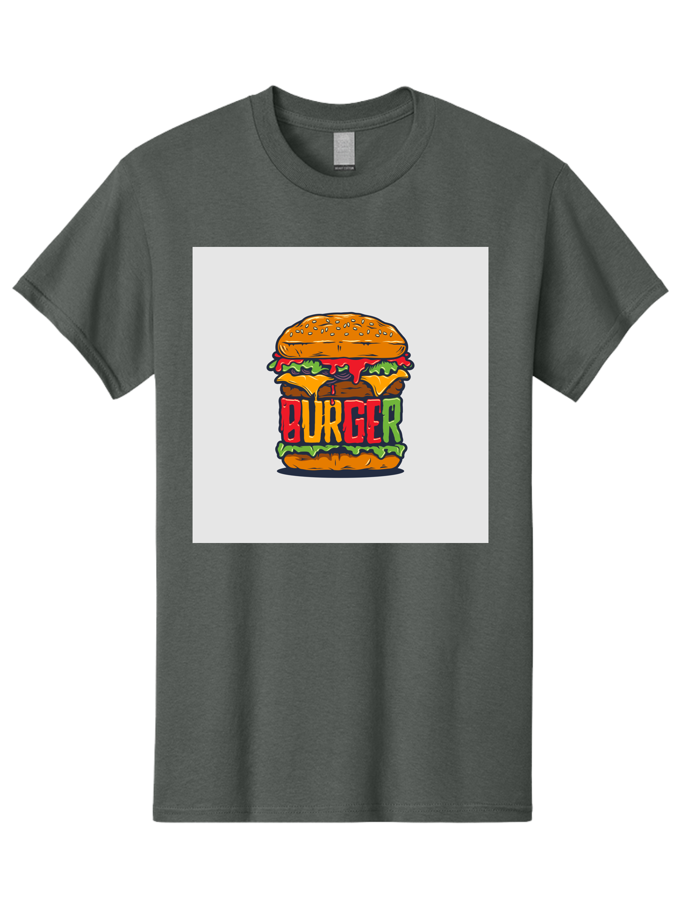 Burger Men'S Graphic Tee, 100% Cotton, Comfortable Casual Summer Wear, Machine Washable, Cartoon Burger, Juicy Patty, Melted Cheese, Fresh Lettuce, Ketchup Dripping, Sesame Seed Bun, Colorful Illustration, Fast Food, Burger Joint, Tasty Meal, Aab464