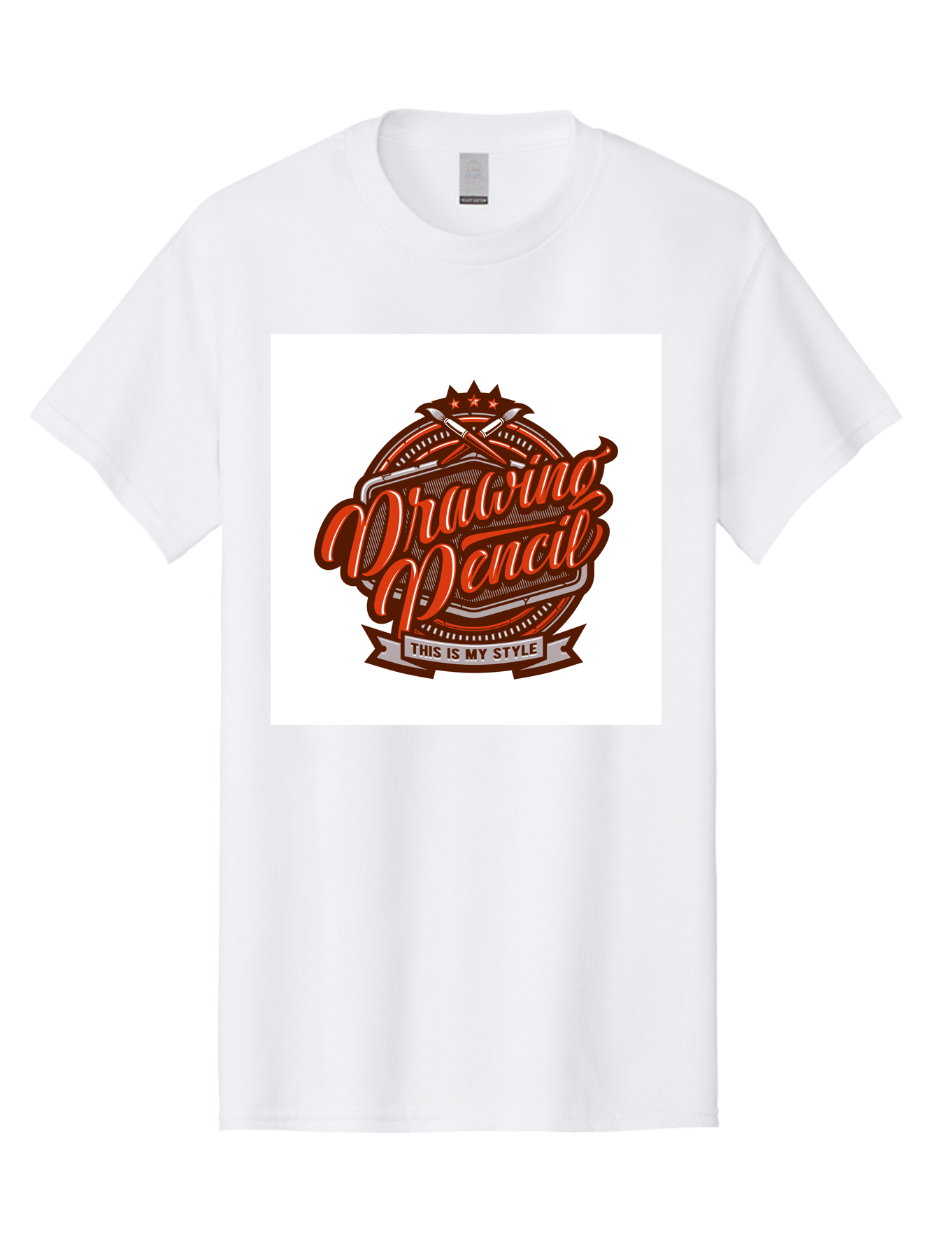 Drawing-Pencil Men'S Graphic Tee, 100% Cotton, Comfortable Casual Summer Wear, Machine Washable, Artistic Expression, Drawing Tools, Creative Style, Vintage Graphics, Artistic Pencils, Illustration Design, Sketching Supplies, Drawing Pencil, Aab466