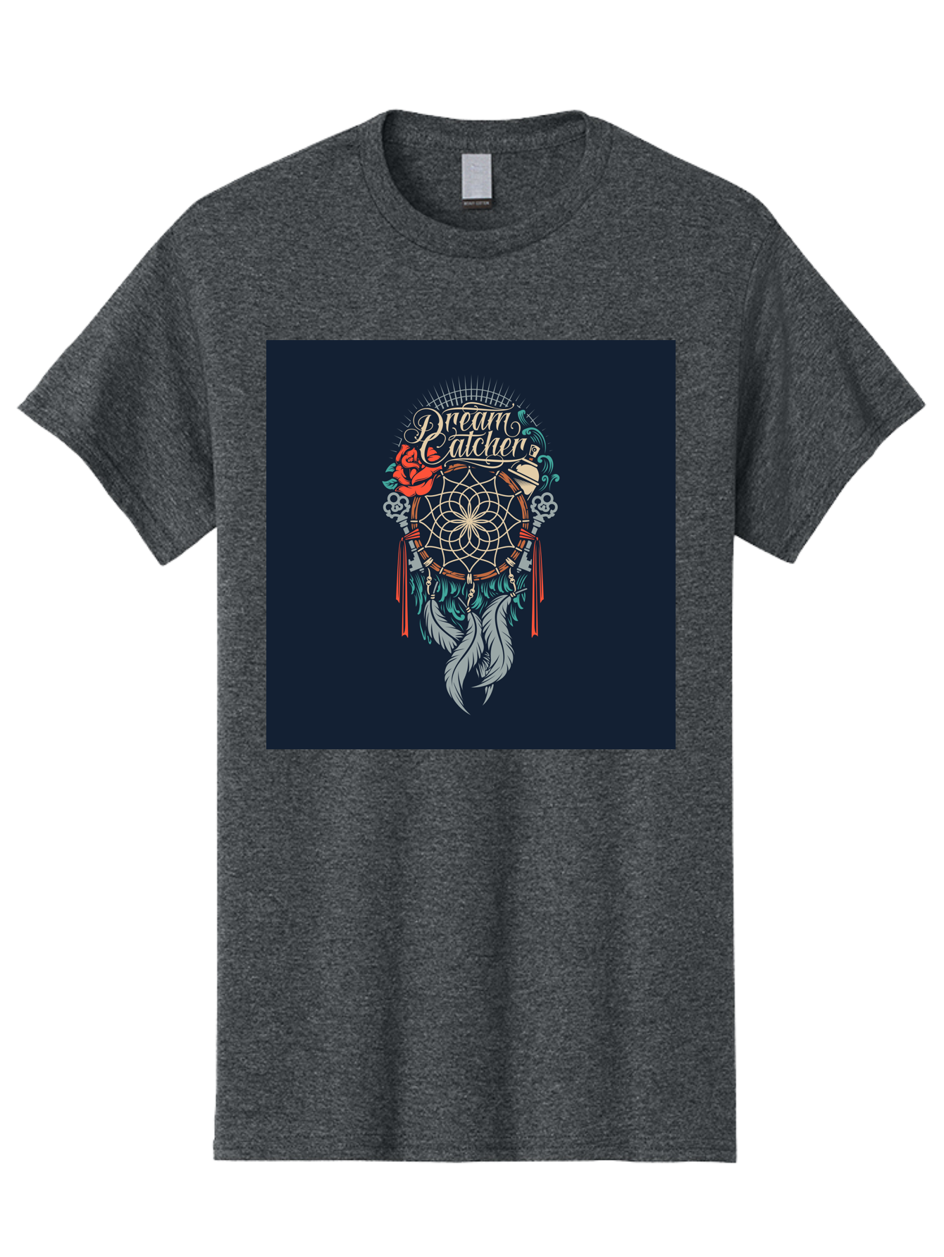 Dream-Catcher Men'S Graphic Tee, 100% Cotton, Comfortable Casual Summer Wear, Machine Washable, Dream Catcher, Bohemian Decor, Feather Design, Mystical Art, Spiritual Symbolism, Tribal Tattoo, Mystical Vibes, Dreamcatcher Art, Aab467