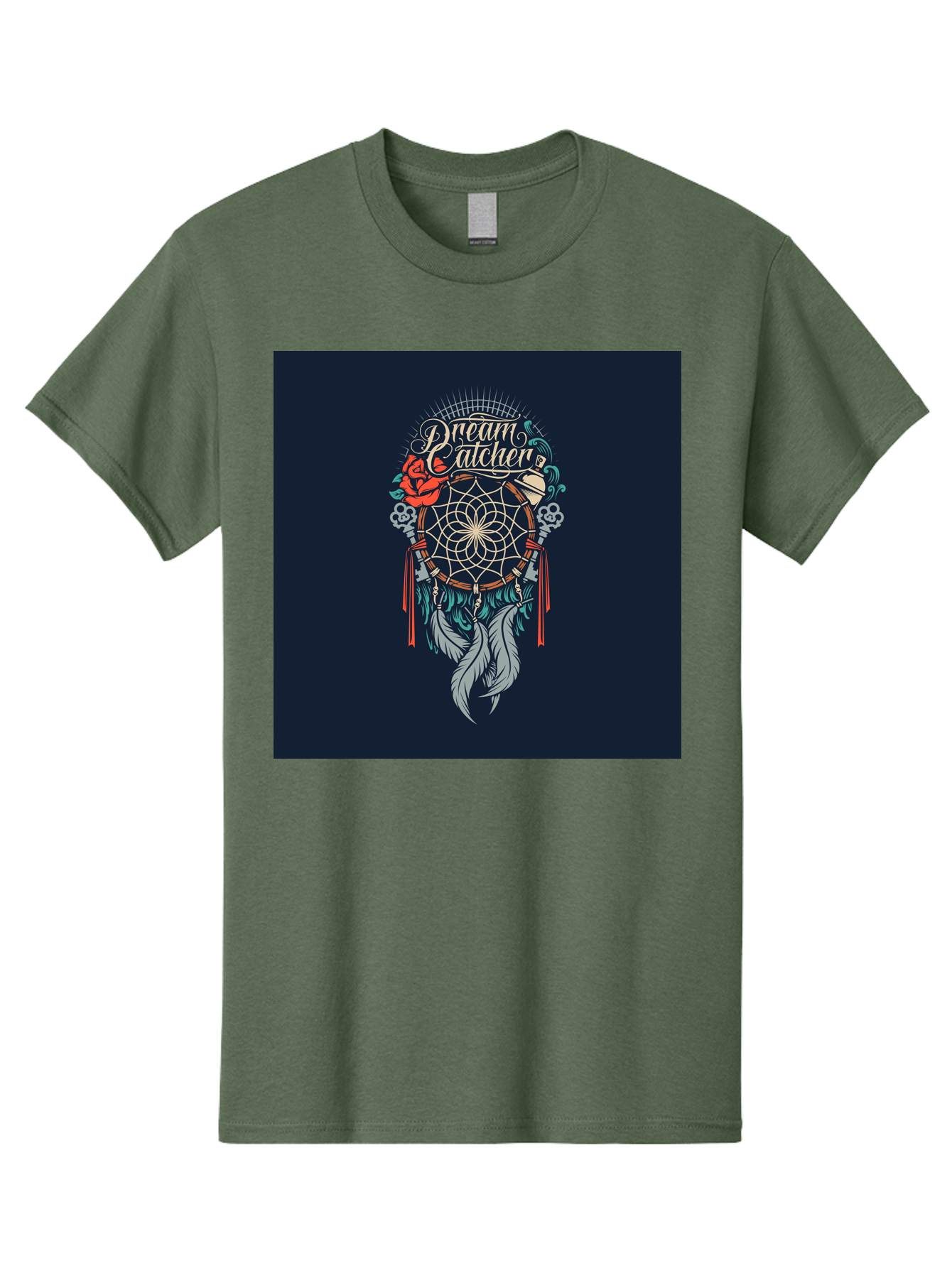 Dream-Catcher Men'S Graphic Tee, 100% Cotton, Comfortable Casual Summer Wear, Machine Washable, Dream Catcher, Bohemian Decor, Feather Design, Mystical Art, Spiritual Symbolism, Tribal Tattoo, Mystical Vibes, Dreamcatcher Art, Aab467