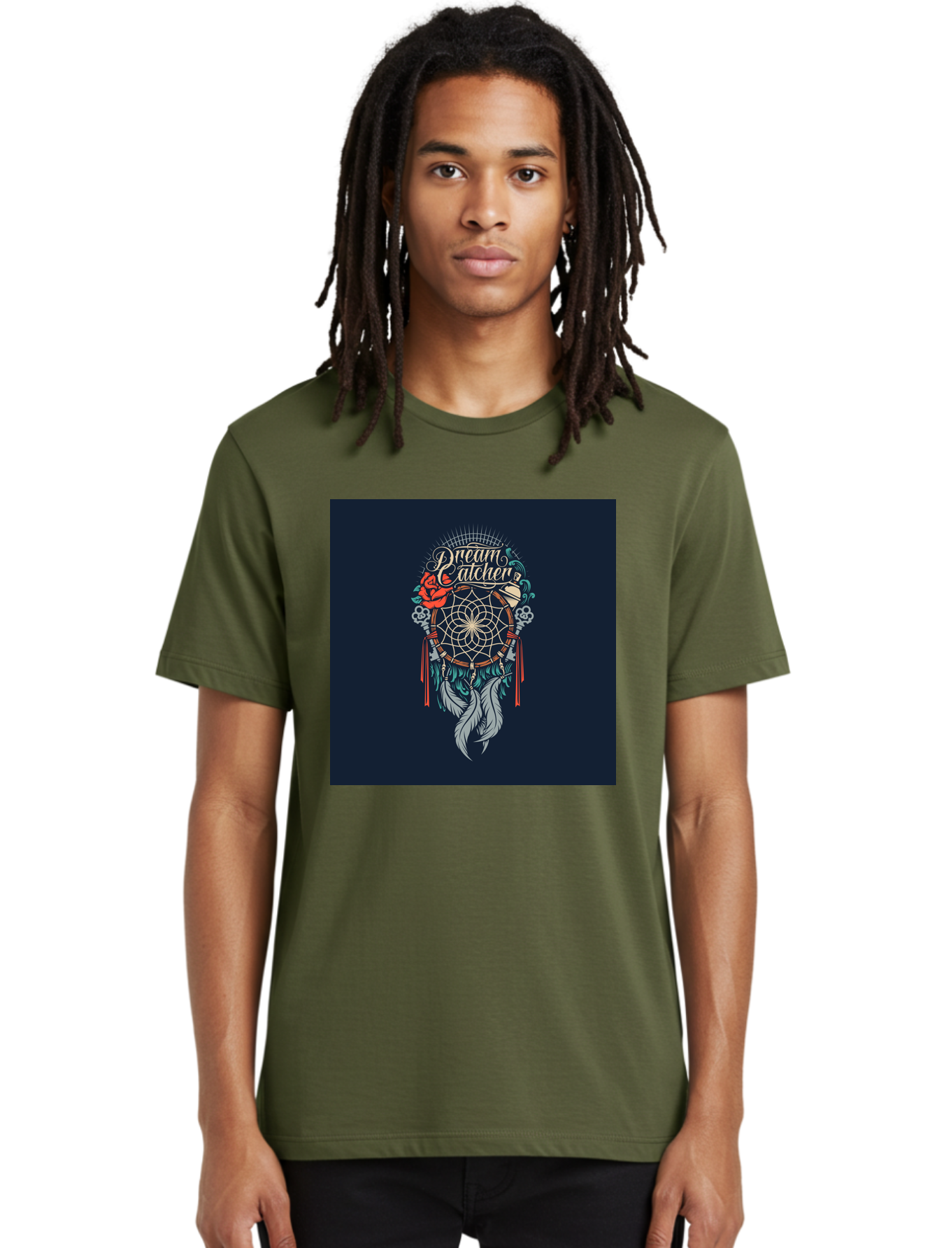 Dream-Catcher Men'S Graphic Tee, 100% Cotton, Comfortable Casual Summer Wear, Machine Washable, Dream Catcher, Bohemian Decor, Feather Design, Mystical Art, Spiritual Symbolism, Tribal Tattoo, Mystical Vibes, Dreamcatcher Art, Aab467