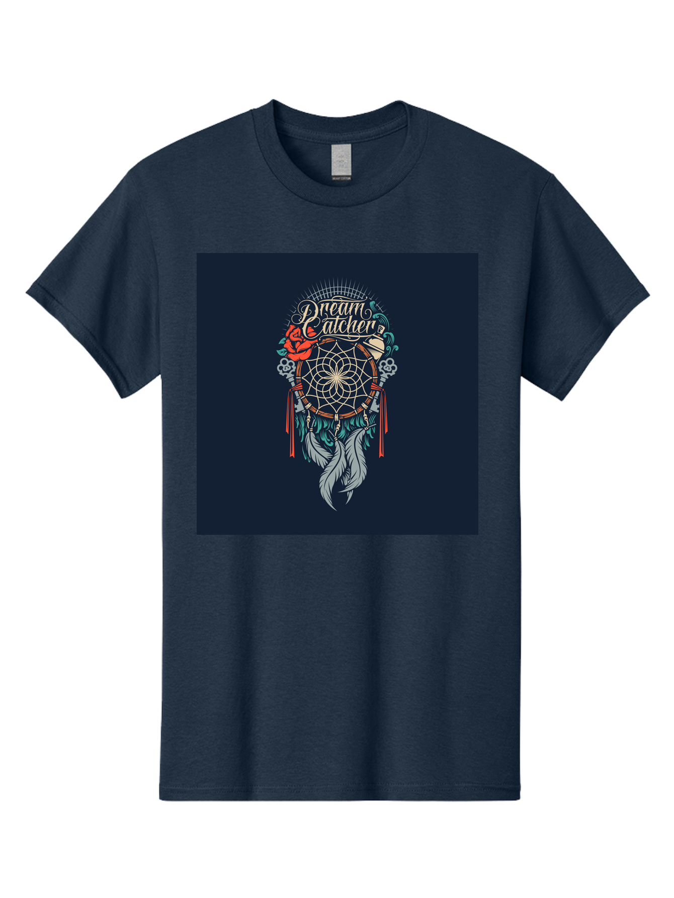 Dream-Catcher Men'S Graphic Tee, 100% Cotton, Comfortable Casual Summer Wear, Machine Washable, Dream Catcher, Bohemian Decor, Feather Design, Mystical Art, Spiritual Symbolism, Tribal Tattoo, Mystical Vibes, Dreamcatcher Art, Aab467