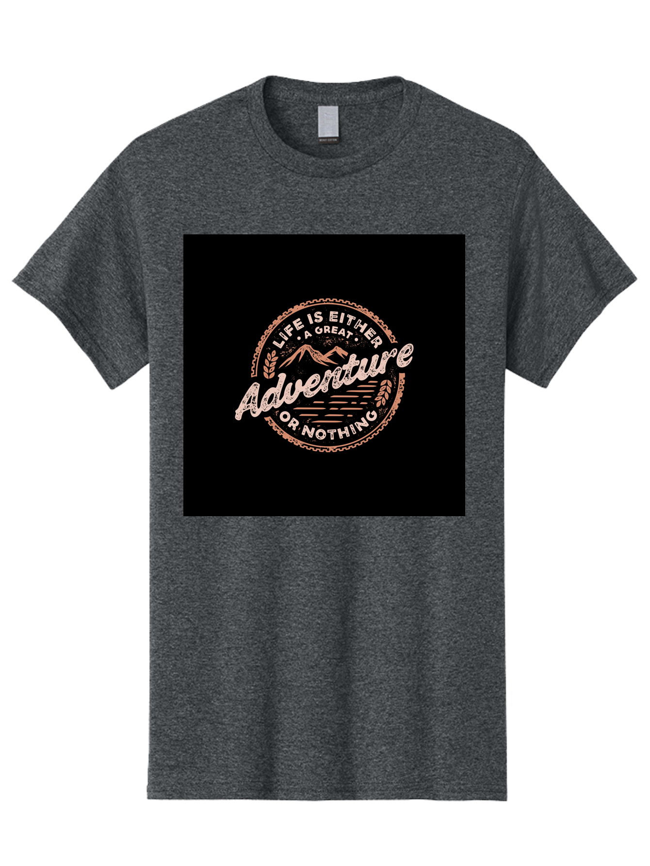 Life-Is-Either-Adventure-Or-Nothing Men'S Graphic Tee, 100% Cotton, Comfortable Casual Summer Wear, Machine Washable, Motivational Quote, Adventure Seeking, Inspiring Words, Travel Inspiration, Outdoor Enthusiasm, Wanderlust, Exploration, Aab473