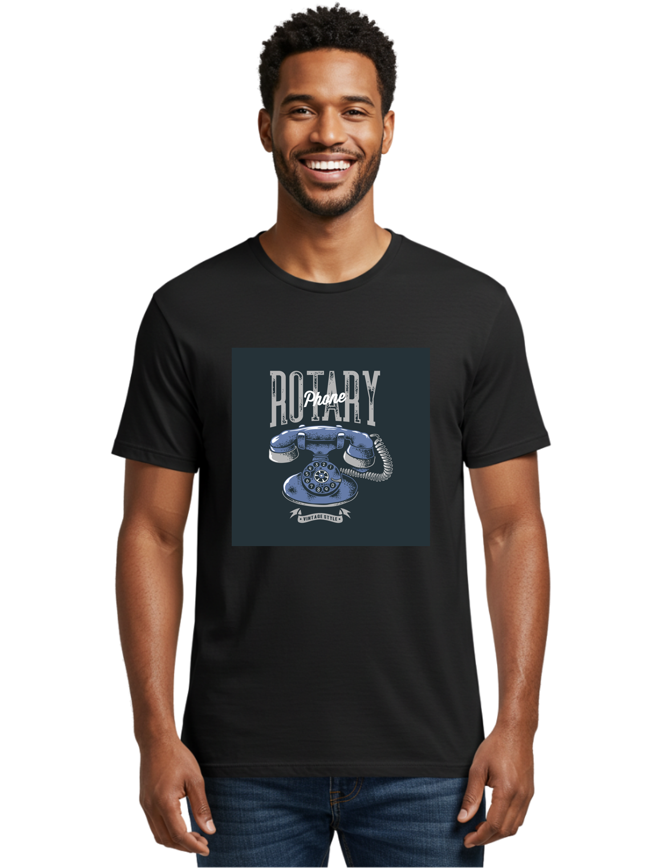 Rotary-Phone Men'S Graphic Tee, 100% Cotton, Comfortable Casual Summer Wear, Machine Washable, Vintage Rotary Phone, Retro Telephone, Classic Communication, Nostalgic Device, Antique Technology, Vintage Style, Retro Design, Old Fashioned Phone Aab477