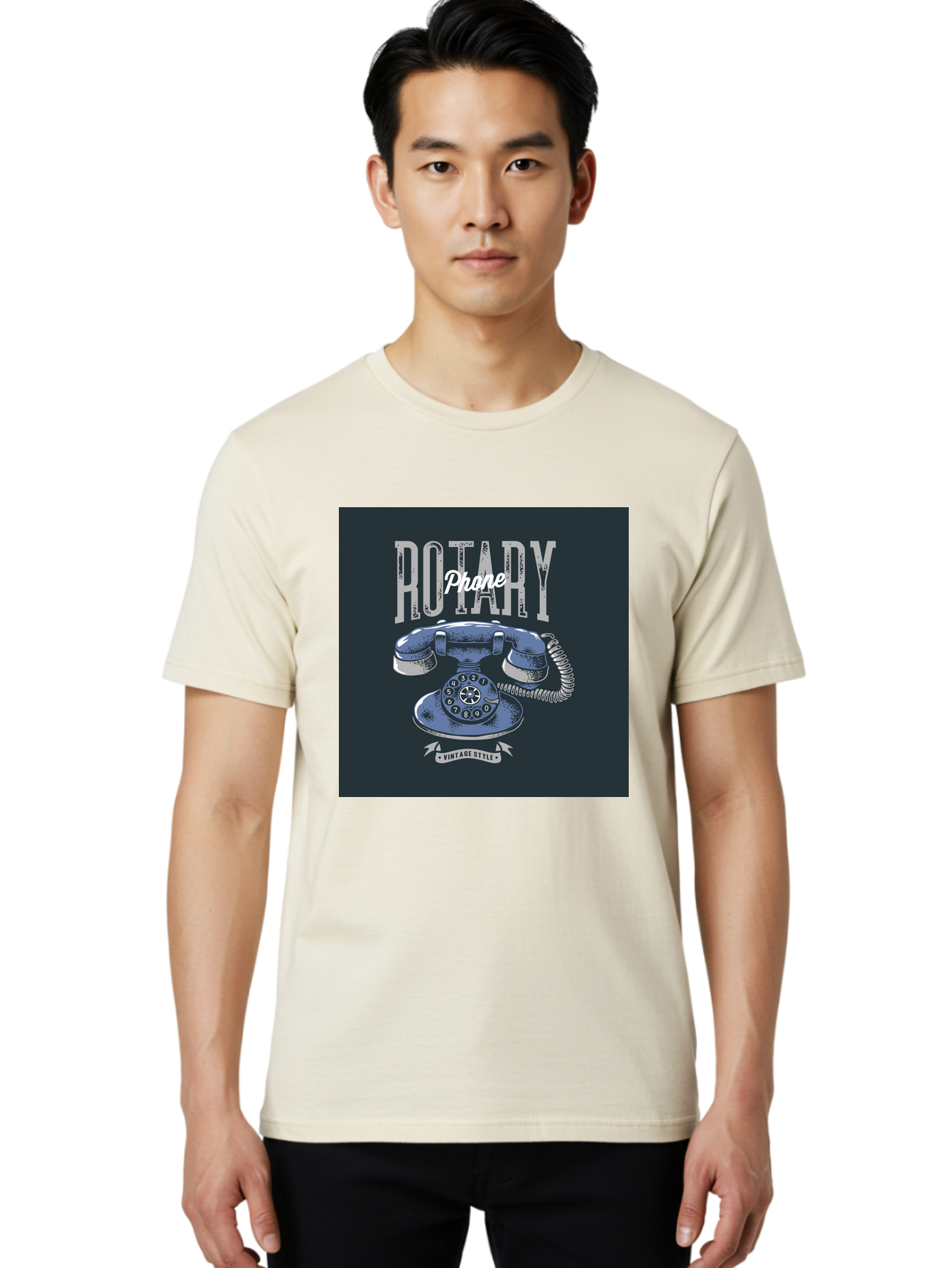 Rotary-Phone Men'S Graphic Tee, 100% Cotton, Comfortable Casual Summer Wear, Machine Washable, Vintage Rotary Phone, Retro Telephone, Classic Communication, Nostalgic Device, Antique Technology, Vintage Style, Retro Design, Old Fashioned Phone Aab477