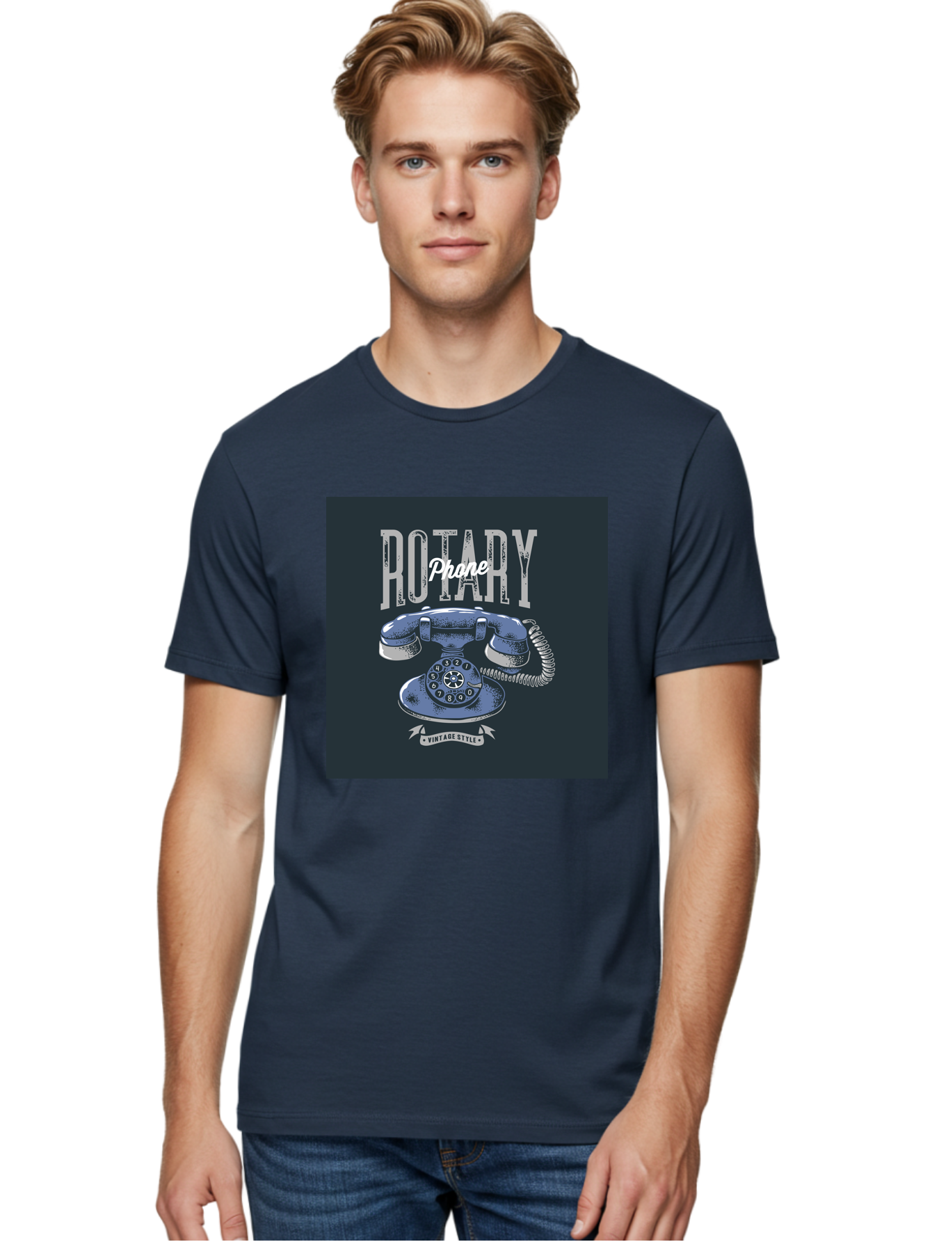Rotary-Phone Men'S Graphic Tee, 100% Cotton, Comfortable Casual Summer Wear, Machine Washable, Vintage Rotary Phone, Retro Telephone, Classic Communication, Nostalgic Device, Antique Technology, Vintage Style, Retro Design, Old Fashioned Phone Aab477