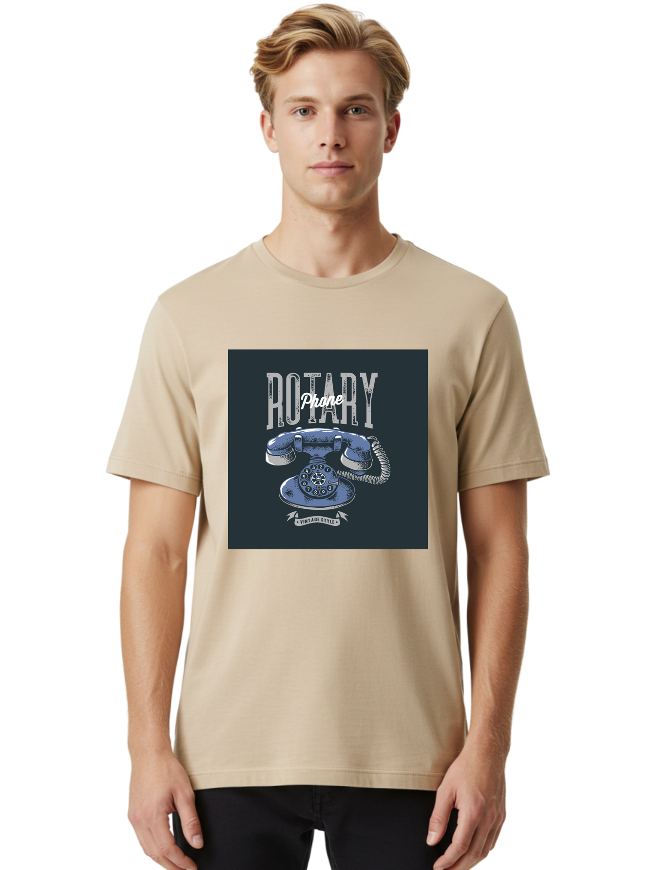Rotary-Phone Men'S Graphic Tee, 100% Cotton, Comfortable Casual Summer Wear, Machine Washable, Vintage Rotary Phone, Retro Telephone, Classic Communication, Nostalgic Device, Antique Technology, Vintage Style, Retro Design, Old Fashioned Phone Aab477