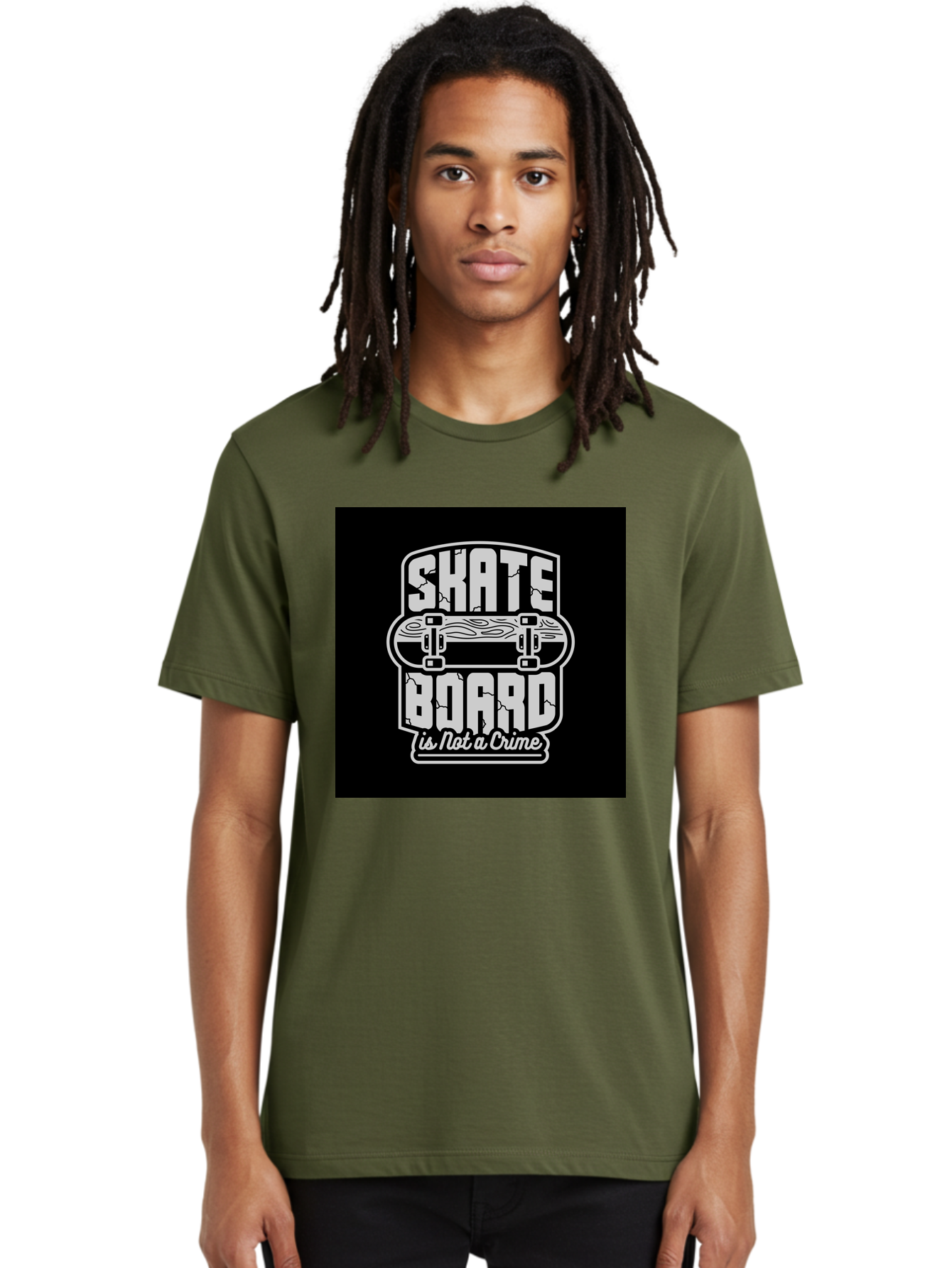 Skateboard-Is-Not-A-Crime Men'S Graphic Tee, 100% Cotton, Comfortable Casual Summer Wear, Machine Washable, Skateboard Graphic, Skate Culture, Streetwear Fashion, Rebellious Style, Bold Typography, Urban Lifestyle, Extreme Sports, Aab481