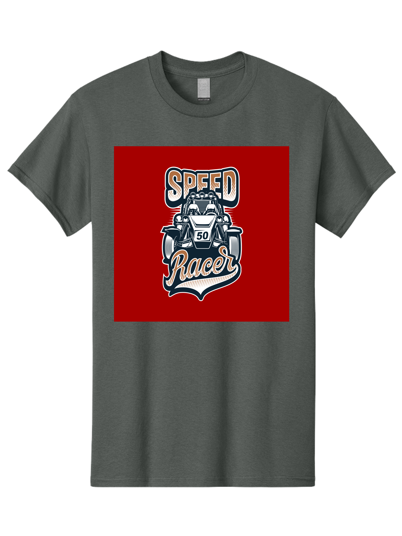 Speed-Racer Men'S Graphic Tee, 100% Cotton, Comfortable Casual Summer Wear, Machine Washable, Vintage Style Racing Car, Dune Buggy Illustration, Speed Racer Graphic, Retro Racing Art, Off-Road Vehicle, Motorsport Logo, Racing Number 50, Aab482