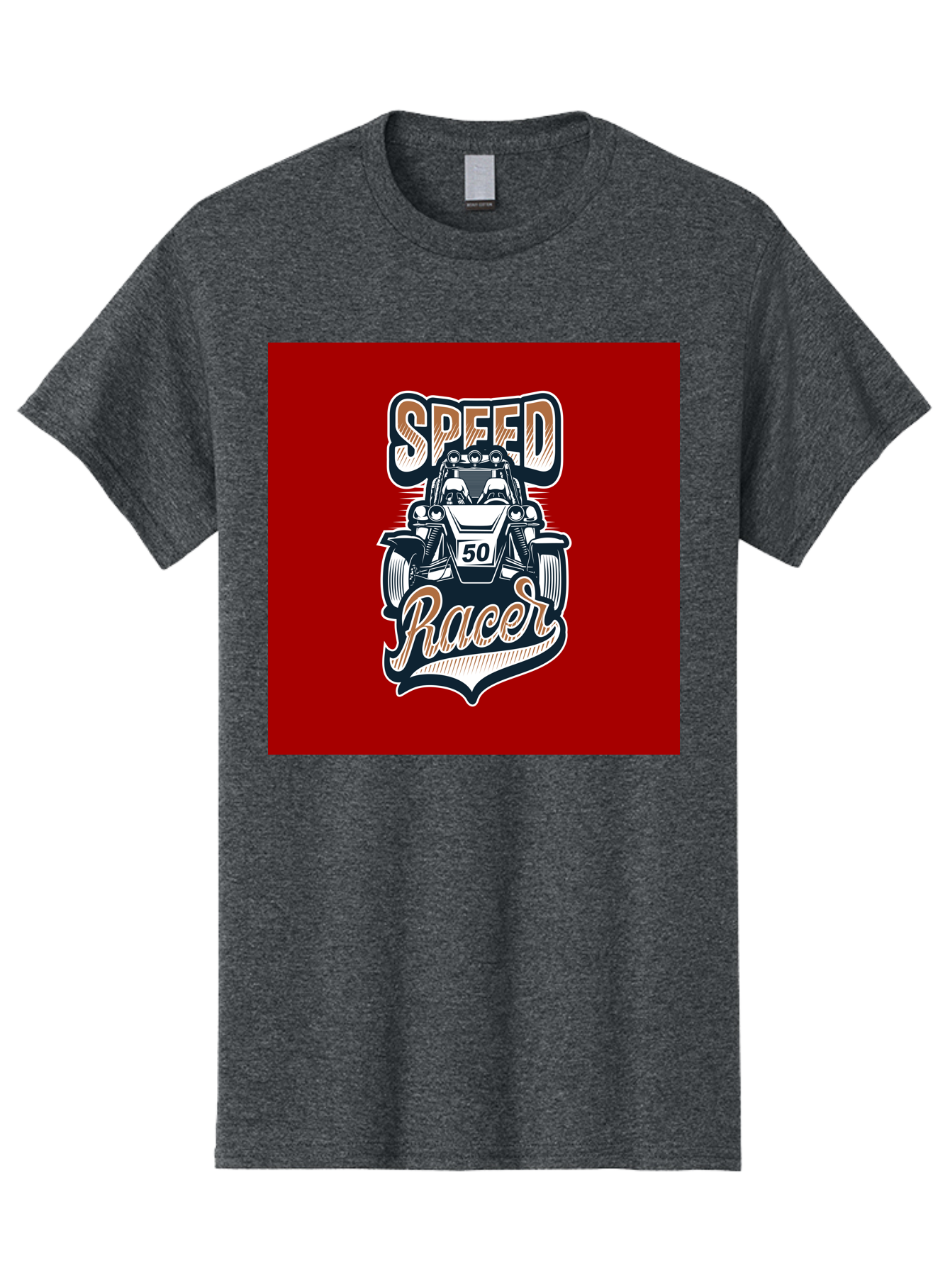 Speed-Racer Men'S Graphic Tee, 100% Cotton, Comfortable Casual Summer Wear, Machine Washable, Vintage Style Racing Car, Dune Buggy Illustration, Speed Racer Graphic, Retro Racing Art, Off-Road Vehicle, Motorsport Logo, Racing Number 50, Aab482
