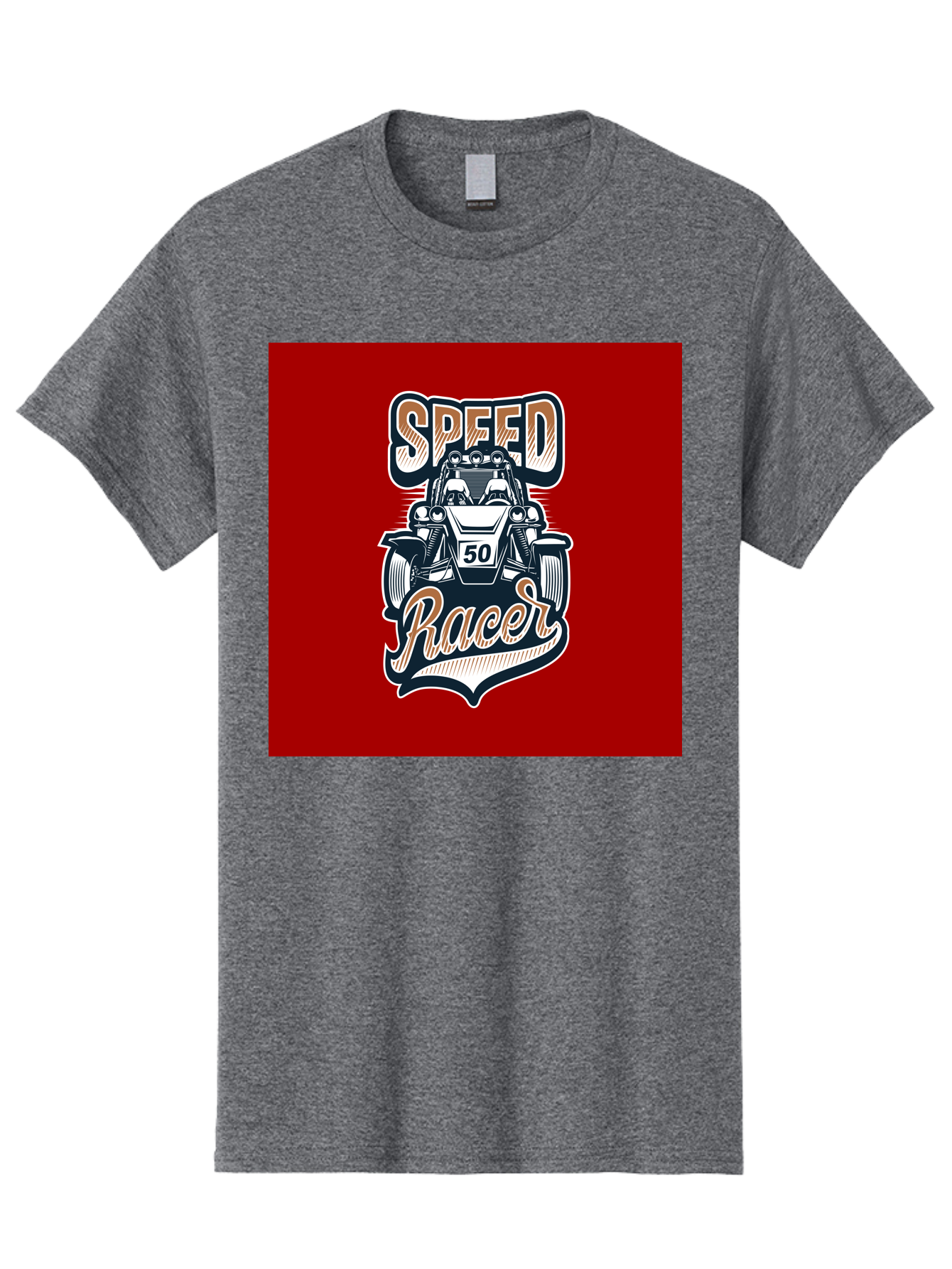 Speed-Racer Men'S Graphic Tee, 100% Cotton, Comfortable Casual Summer Wear, Machine Washable, Vintage Style Racing Car, Dune Buggy Illustration, Speed Racer Graphic, Retro Racing Art, Off-Road Vehicle, Motorsport Logo, Racing Number 50, Aab482