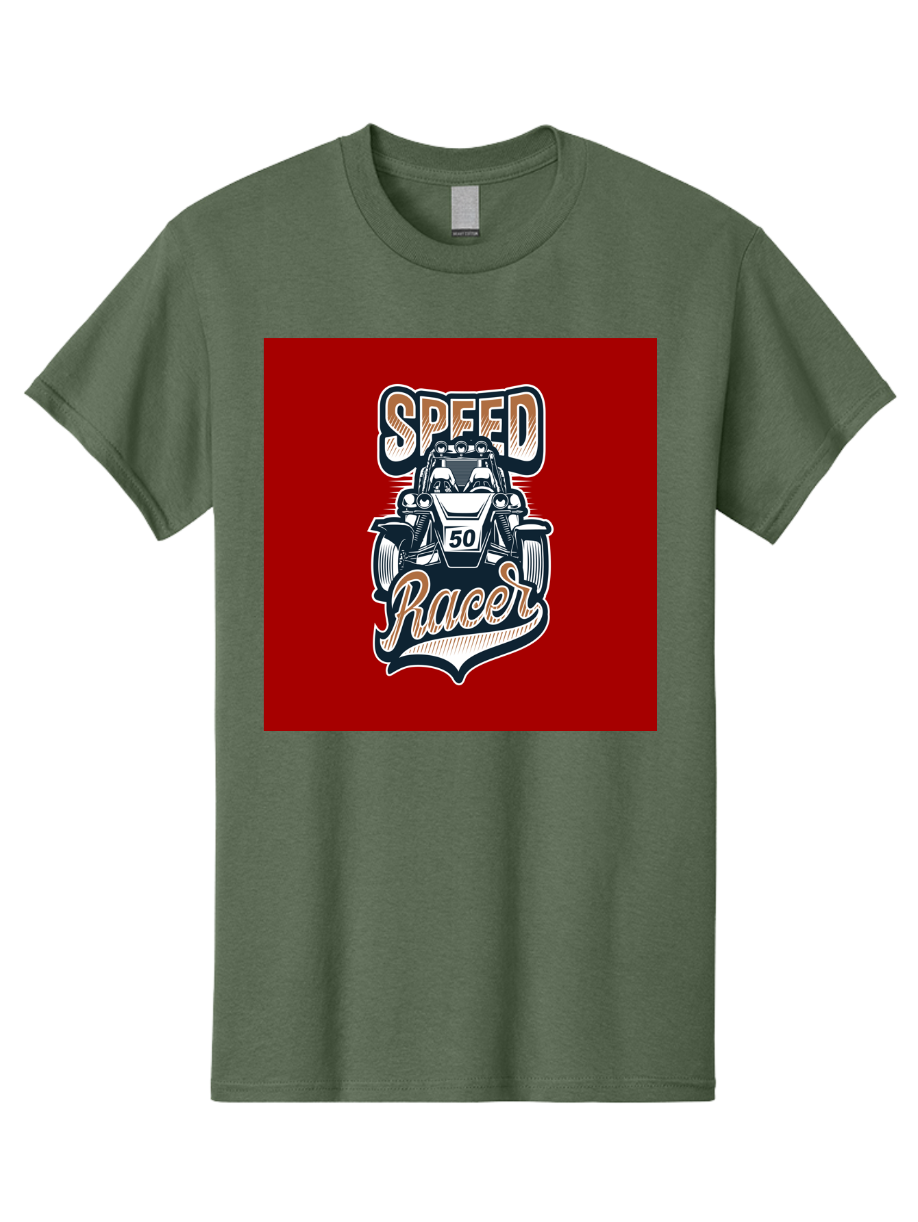 Speed-Racer Men'S Graphic Tee, 100% Cotton, Comfortable Casual Summer Wear, Machine Washable, Vintage Style Racing Car, Dune Buggy Illustration, Speed Racer Graphic, Retro Racing Art, Off-Road Vehicle, Motorsport Logo, Racing Number 50, Aab482
