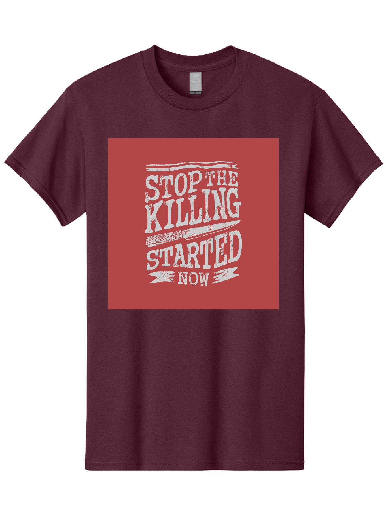 Stop-The-Killing-Started-Now Men'S Graphic Tee, 100% Cotton, Comfortable Casual Summer Wear, Machine Washable, Vegetarian Lifestyle, Animal Rights, Stop Killing, Vegan Movement, Cruelty Free, Bold Typography, Protest Art, Activist Message, Aab484