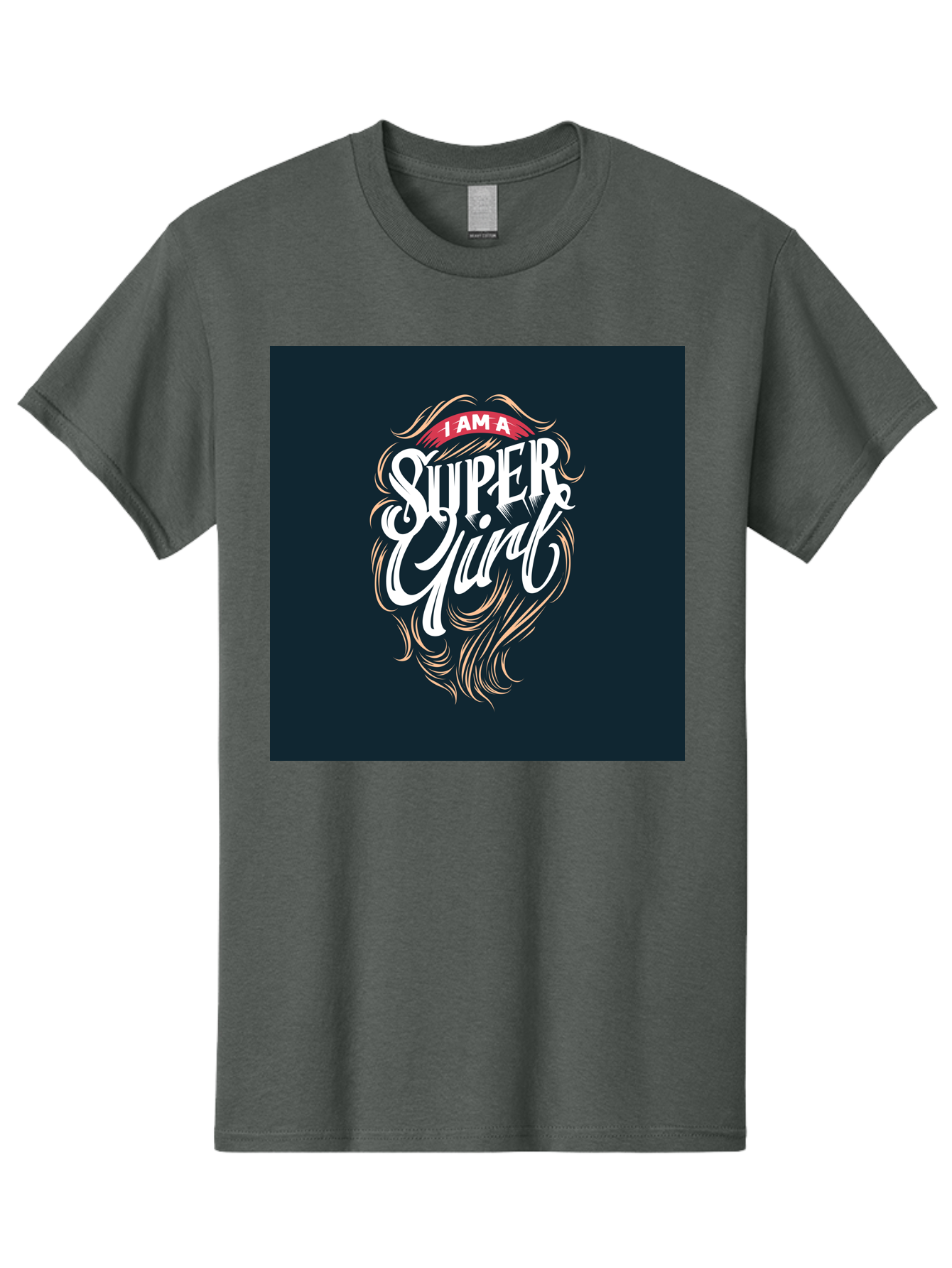 Super-Girl Men'S Graphic Tee, 100% Cotton, Comfortable Casual Summer Wear, Machine Washable, Female Empowerment, Inspirational Quote, Girl Power, Motivational Phrase, Flowing Hair, Elegant Script, Confident Attitude, Strong Women, Aab485