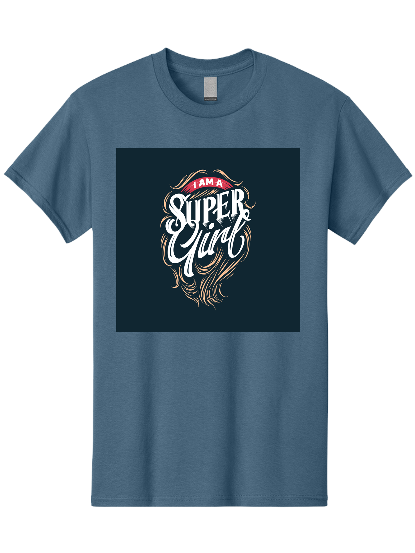 Super-Girl Men'S Graphic Tee, 100% Cotton, Comfortable Casual Summer Wear, Machine Washable, Female Empowerment, Inspirational Quote, Girl Power, Motivational Phrase, Flowing Hair, Elegant Script, Confident Attitude, Strong Women, Aab485