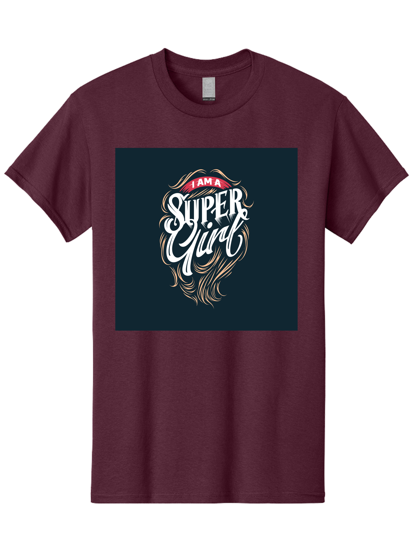 Super-Girl Men'S Graphic Tee, 100% Cotton, Comfortable Casual Summer Wear, Machine Washable, Female Empowerment, Inspirational Quote, Girl Power, Motivational Phrase, Flowing Hair, Elegant Script, Confident Attitude, Strong Women, Aab485