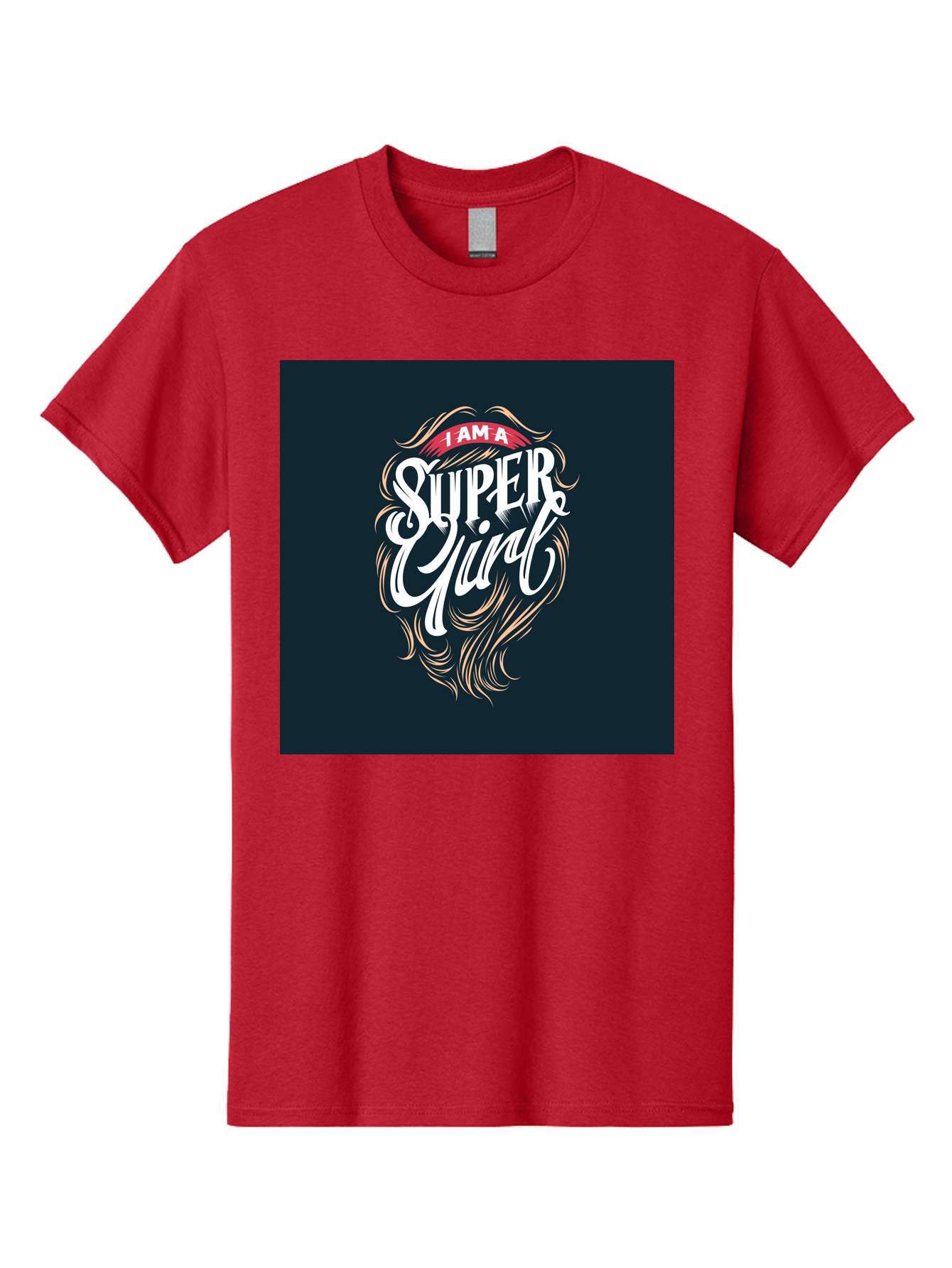 Super-Girl Men'S Graphic Tee, 100% Cotton, Comfortable Casual Summer Wear, Machine Washable, Female Empowerment, Inspirational Quote, Girl Power, Motivational Phrase, Flowing Hair, Elegant Script, Confident Attitude, Strong Women, Aab485