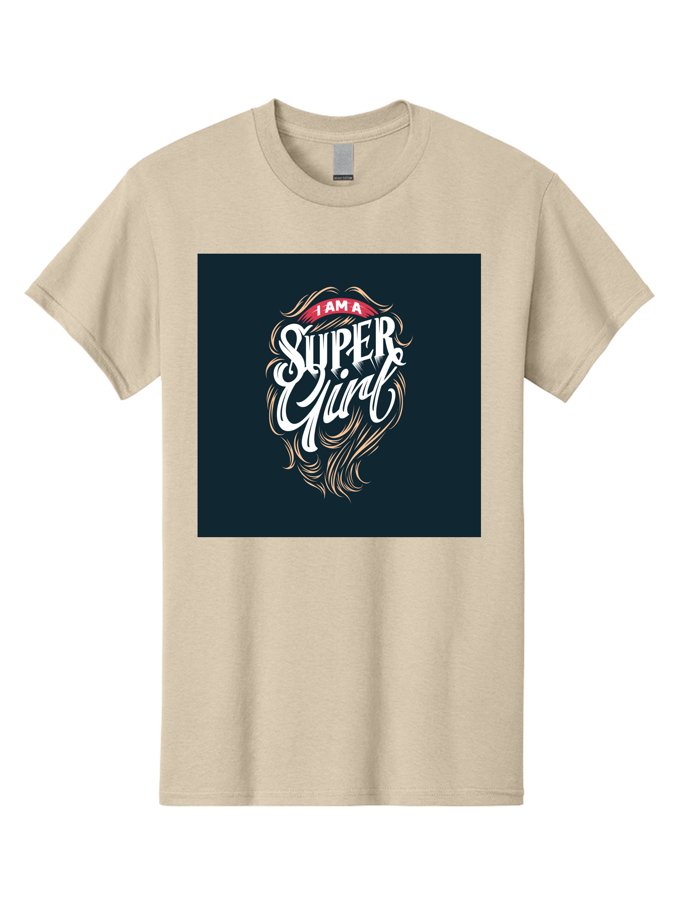 Super-Girl Men'S Graphic Tee, 100% Cotton, Comfortable Casual Summer Wear, Machine Washable, Female Empowerment, Inspirational Quote, Girl Power, Motivational Phrase, Flowing Hair, Elegant Script, Confident Attitude, Strong Women, Aab485