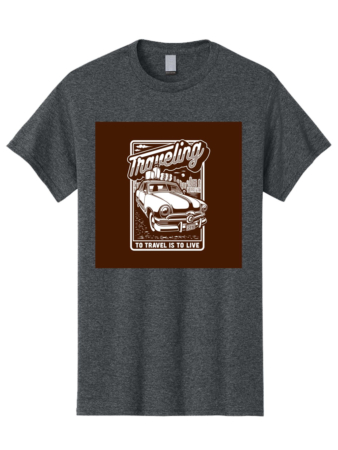Traveling Men'S Graphic Tee, 100% Cotton, Comfortable Casual Summer Wear, Machine Washable, Vintage Car, Travel, Adventure, Classic Automobile, Cityscape, Road Trip, Exploration, Wanderlust, Traveling, To Travel Is To Live Aab490