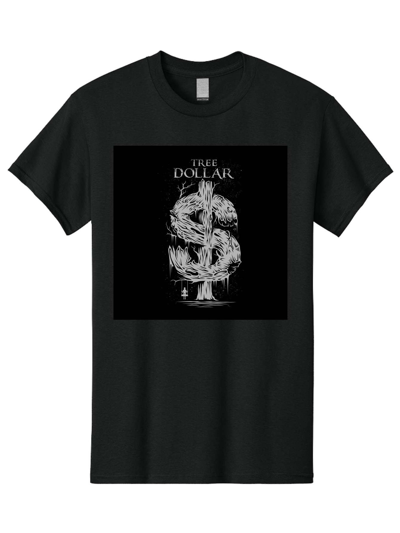 Tree-Dollar Men'S Graphic Tee, 100% Cotton, Comfortable Casual Summer Wear, Machine Washable, Dollar Sign Made Of Tree Branches, Wooden Currency Symbol, Environmental Finance, Eco-Friendly Money, Twisted Tree Trunk, Drip Art, Aab491