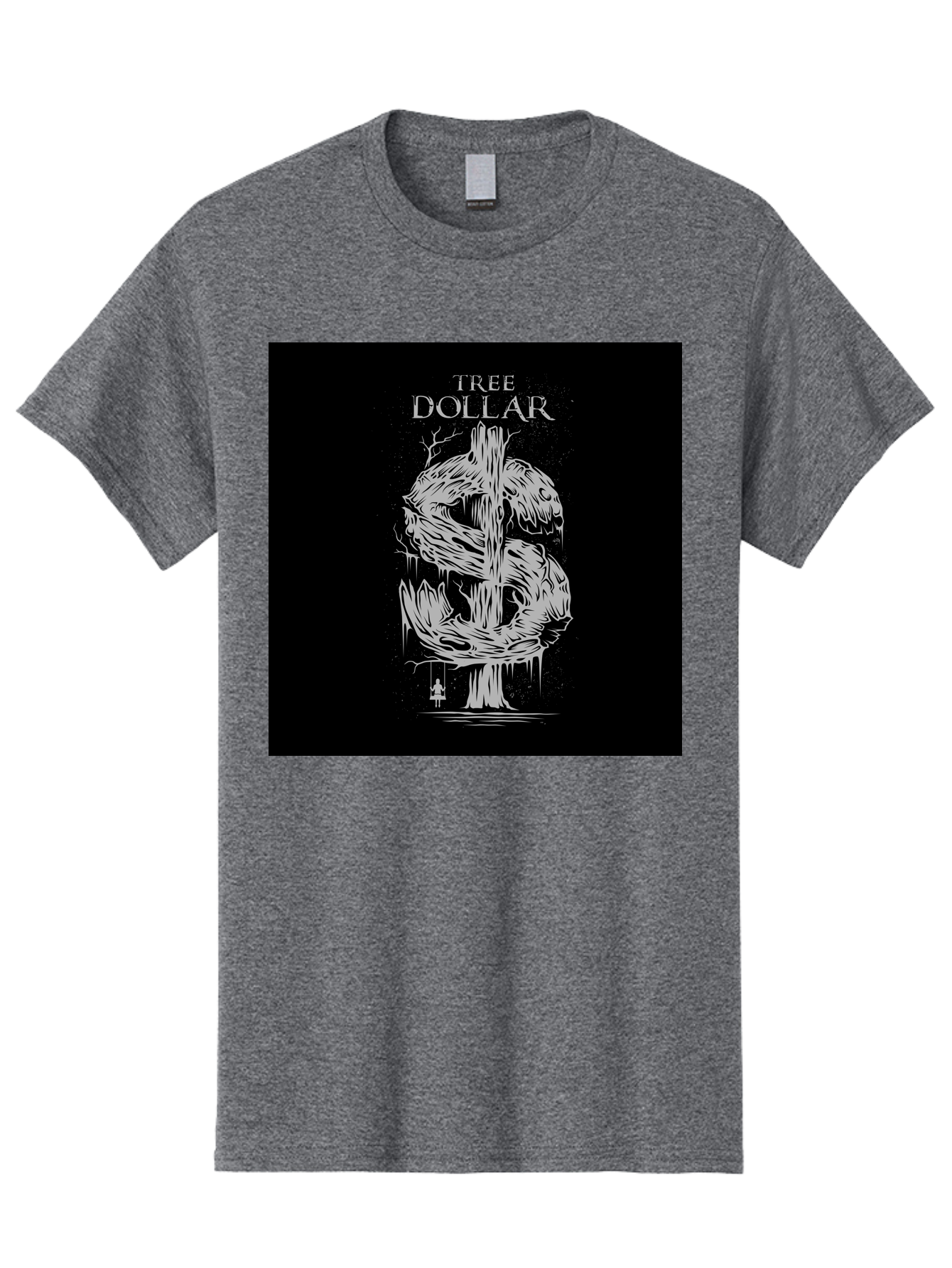 Tree-Dollar Men'S Graphic Tee, 100% Cotton, Comfortable Casual Summer Wear, Machine Washable, Dollar Sign Made Of Tree Branches, Wooden Currency Symbol, Environmental Finance, Eco-Friendly Money, Twisted Tree Trunk, Drip Art, Aab491