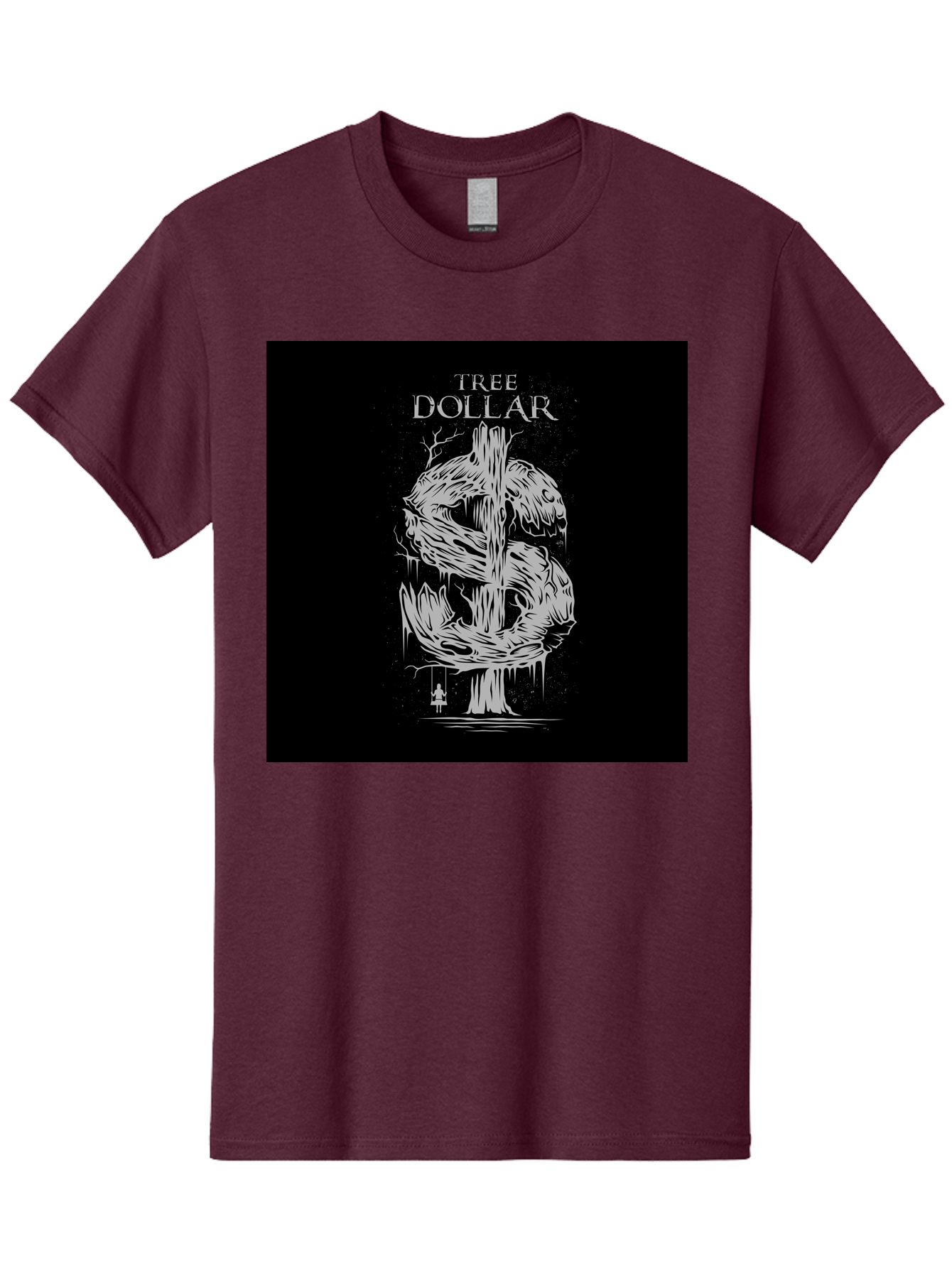 Tree-Dollar Men'S Graphic Tee, 100% Cotton, Comfortable Casual Summer Wear, Machine Washable, Dollar Sign Made Of Tree Branches, Wooden Currency Symbol, Environmental Finance, Eco-Friendly Money, Twisted Tree Trunk, Drip Art, Aab491