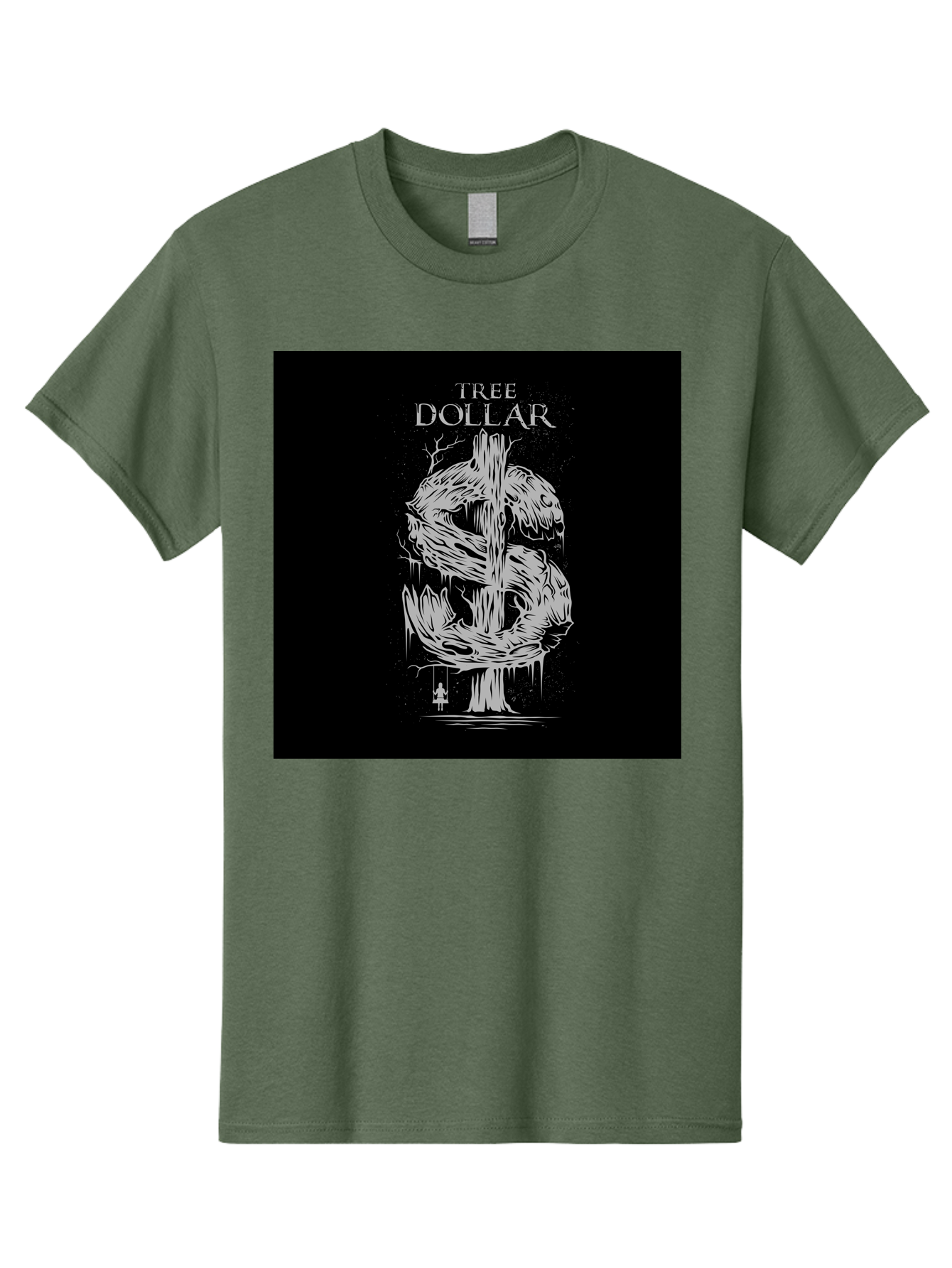 Tree-Dollar Men'S Graphic Tee, 100% Cotton, Comfortable Casual Summer Wear, Machine Washable, Dollar Sign Made Of Tree Branches, Wooden Currency Symbol, Environmental Finance, Eco-Friendly Money, Twisted Tree Trunk, Drip Art, Aab491