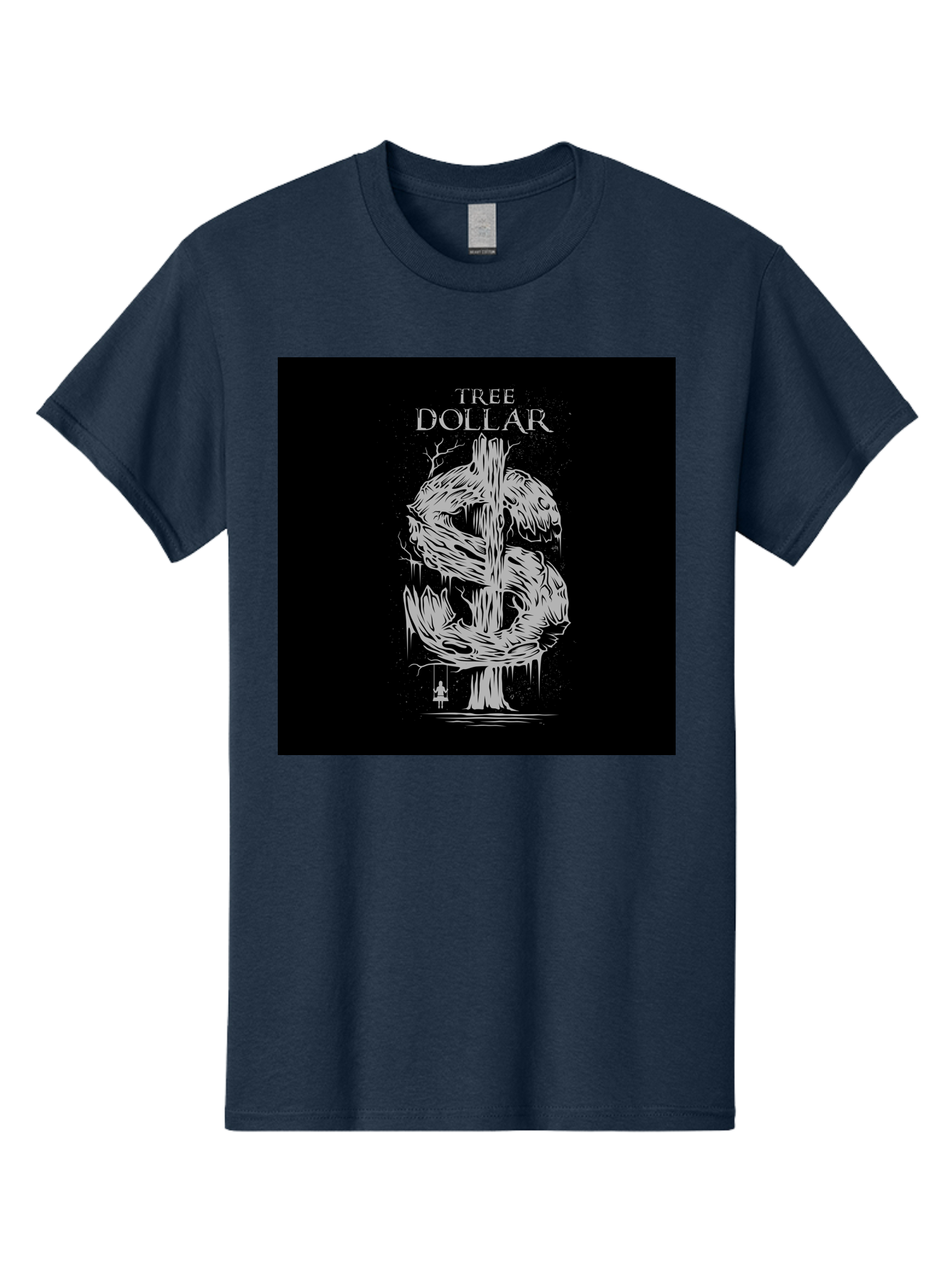 Tree-Dollar Men'S Graphic Tee, 100% Cotton, Comfortable Casual Summer Wear, Machine Washable, Dollar Sign Made Of Tree Branches, Wooden Currency Symbol, Environmental Finance, Eco-Friendly Money, Twisted Tree Trunk, Drip Art, Aab491