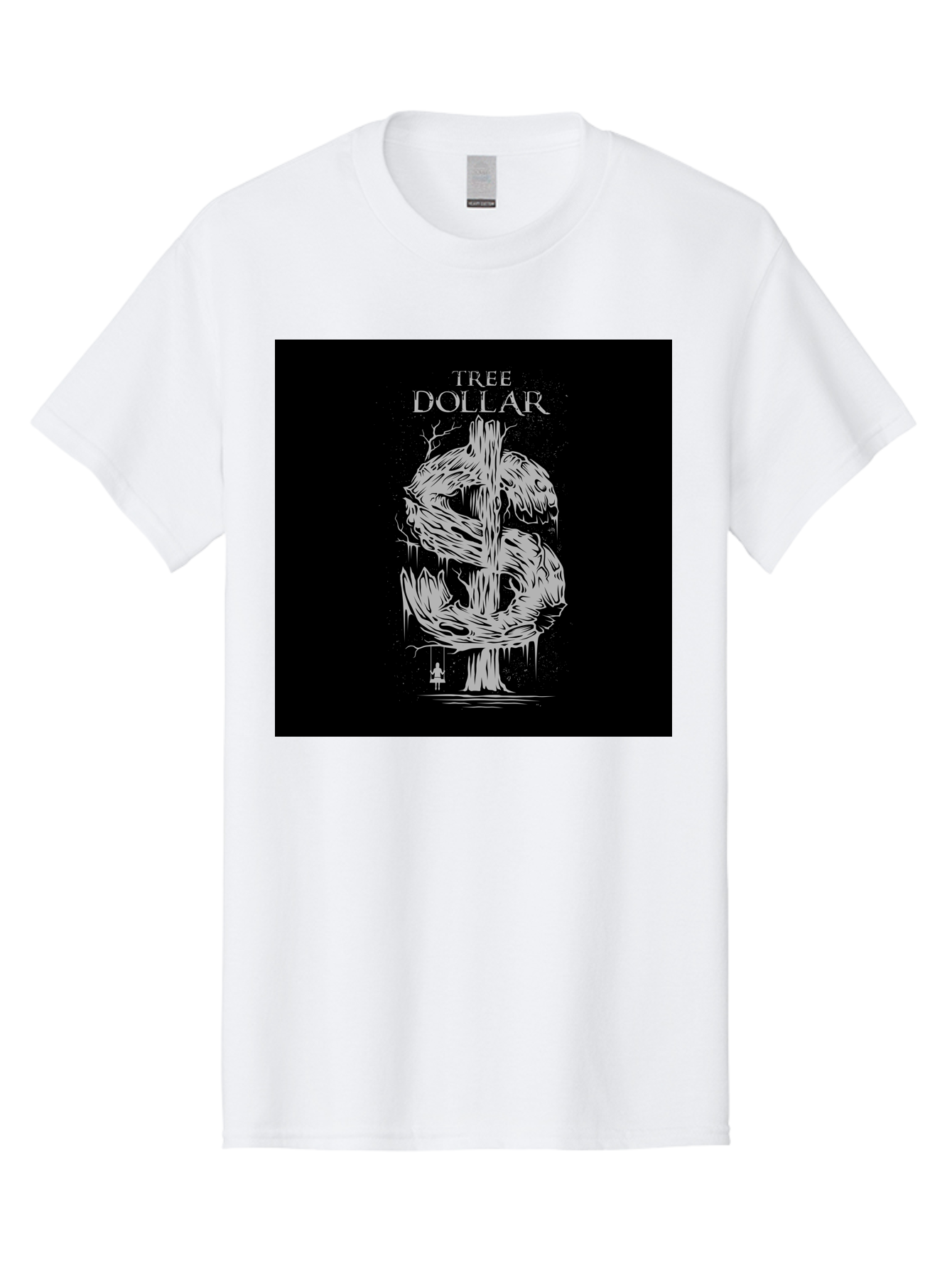 Tree-Dollar Men'S Graphic Tee, 100% Cotton, Comfortable Casual Summer Wear, Machine Washable, Dollar Sign Made Of Tree Branches, Wooden Currency Symbol, Environmental Finance, Eco-Friendly Money, Twisted Tree Trunk, Drip Art, Aab491