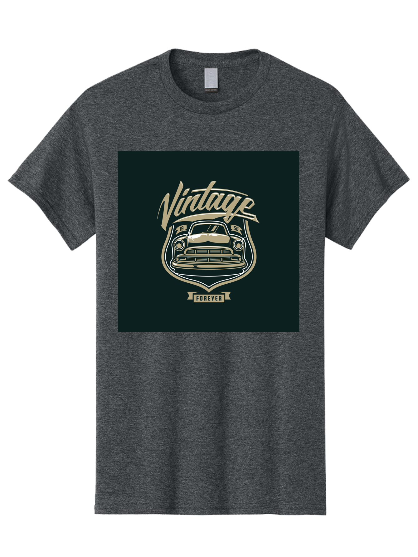 Vintage-Forever Men'S Graphic Tee, 100% Cotton, Comfortable Casual Summer Wear, Machine Washable, Vintage Car, Classic Automobile, Retro Vehicle, 1956 Model, Nostalgic Design, Vintage Forever, Vintage Car Logo, Retro Car Emblem, Aab494