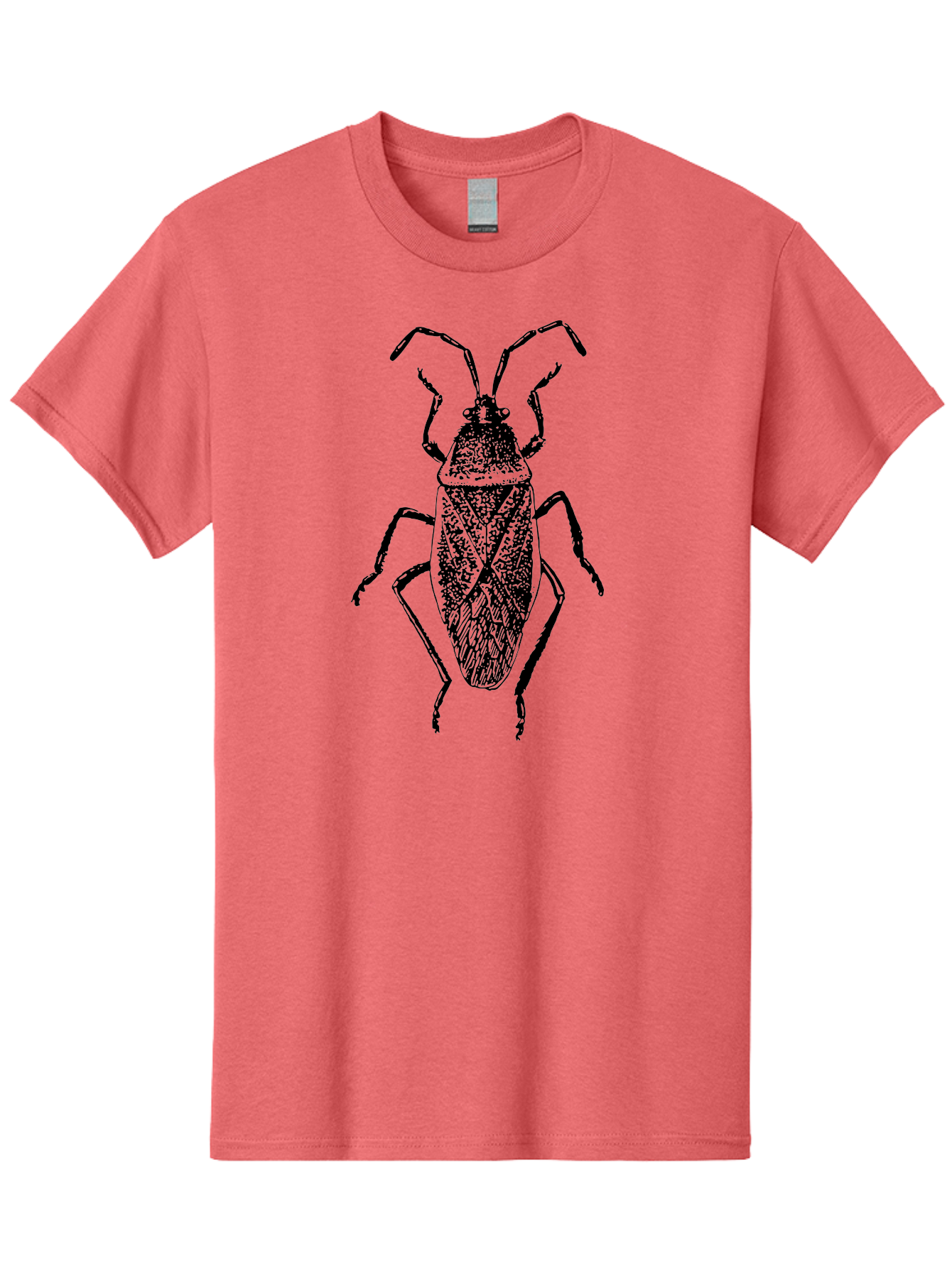 Assassin-Bug Men'S Graphic Tee, 100% Cotton, Comfortable Casual Summer Wear, Machine Washable, Assassin Bug, Insect Anatomy, Entomology Art, Detailed Illustration, Black And Green, Vintage Style, Insect Wings, Bug Legs, Creepy Crawlers Aab497