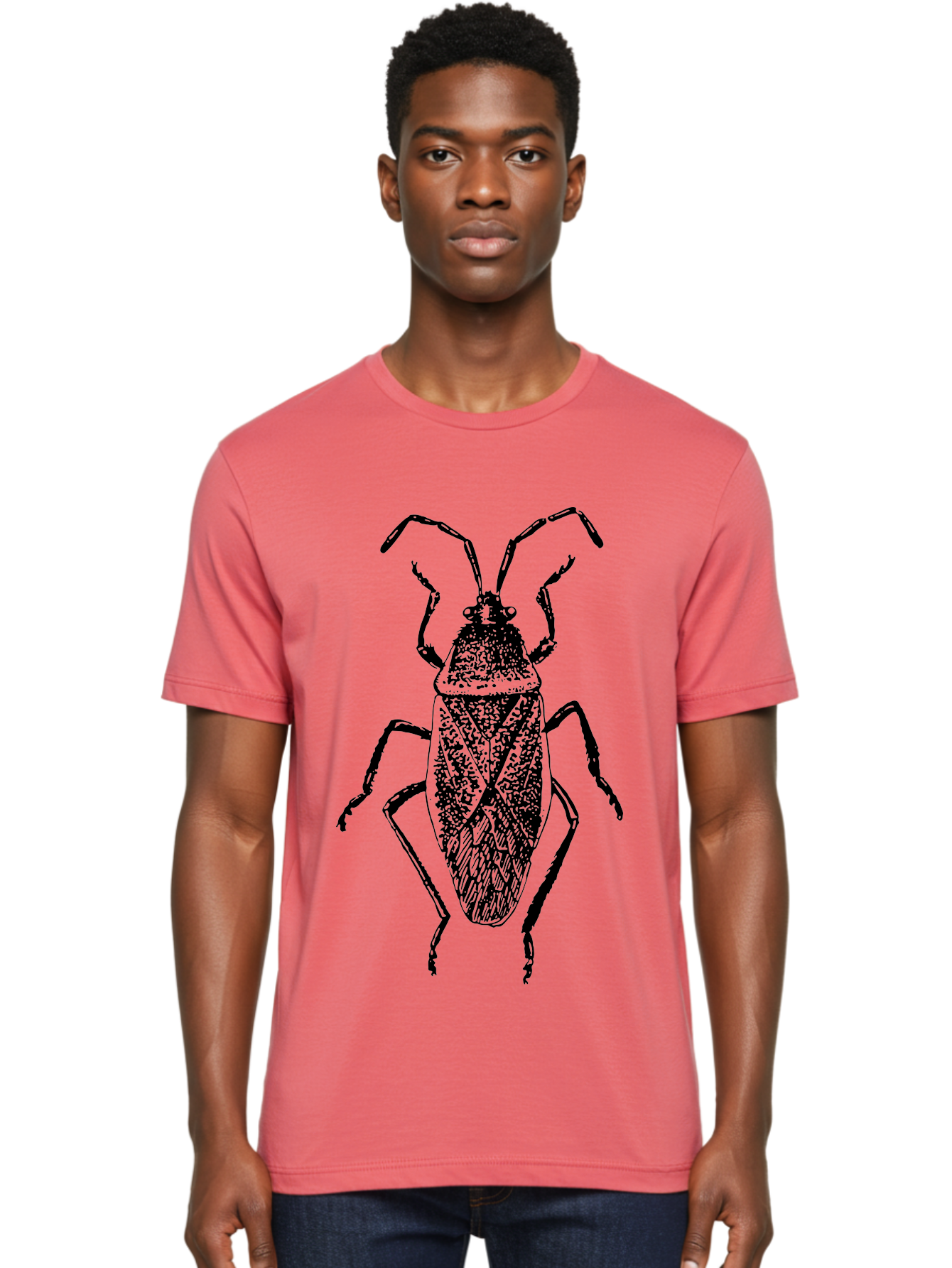 Assassin-Bug Men'S Graphic Tee, 100% Cotton, Comfortable Casual Summer Wear, Machine Washable, Assassin Bug, Insect Anatomy, Entomology Art, Detailed Illustration, Black And Green, Vintage Style, Insect Wings, Bug Legs, Creepy Crawlers Aab497