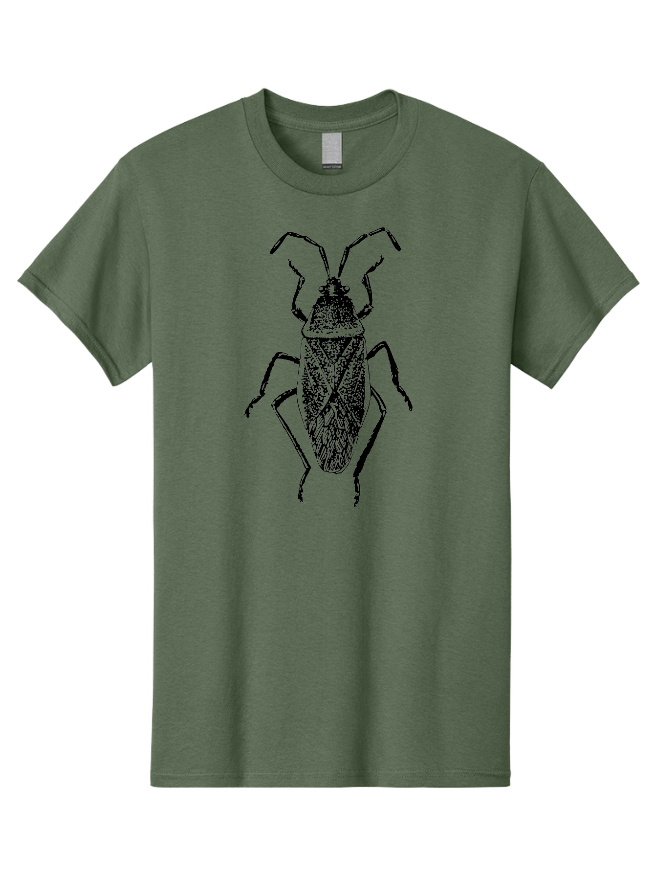 Assassin-Bug Men'S Graphic Tee, 100% Cotton, Comfortable Casual Summer Wear, Machine Washable, Assassin Bug, Insect Anatomy, Entomology Art, Detailed Illustration, Black And Green, Vintage Style, Insect Wings, Bug Legs, Creepy Crawlers Aab497