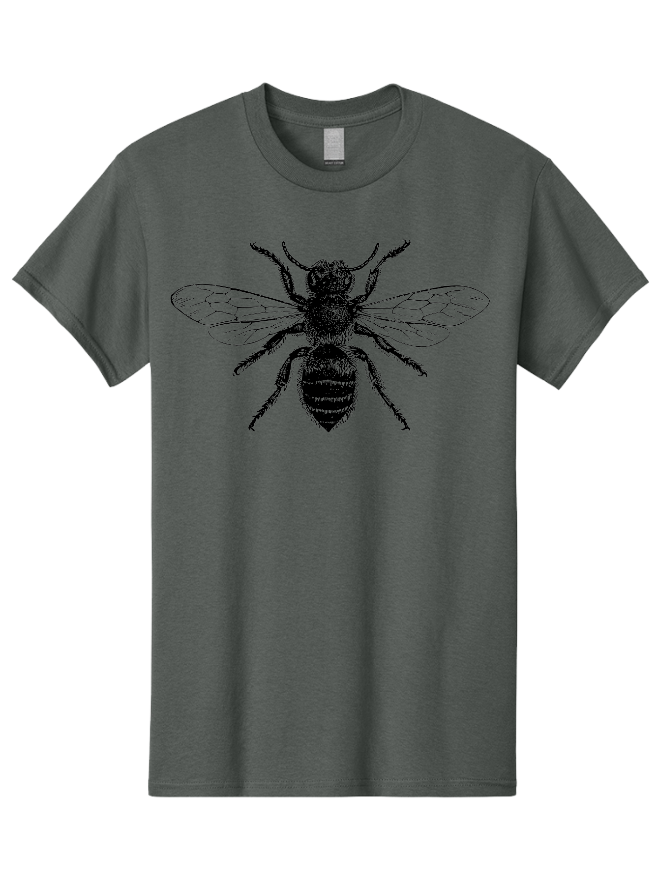 Bee-Illustration Men'S Graphic Tee, 100% Cotton, Comfortable Casual Summer Wear, Machine Washable, Bee With Striped Body, Black And White Illustration, Insect Art, Detailed Drawing, Winged Creature, Pollinator, Nature Graphic, Simple Design Aab502