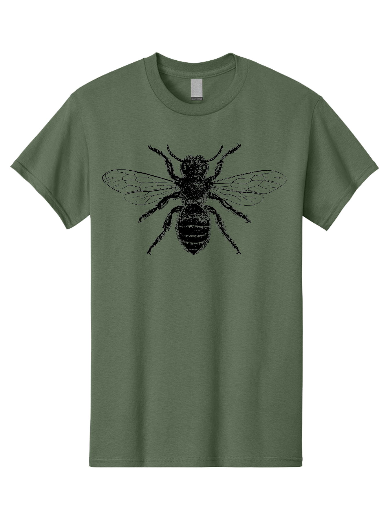 Bee-Illustration Men'S Graphic Tee, 100% Cotton, Comfortable Casual Summer Wear, Machine Washable, Bee With Striped Body, Black And White Illustration, Insect Art, Detailed Drawing, Winged Creature, Pollinator, Nature Graphic, Simple Design Aab502