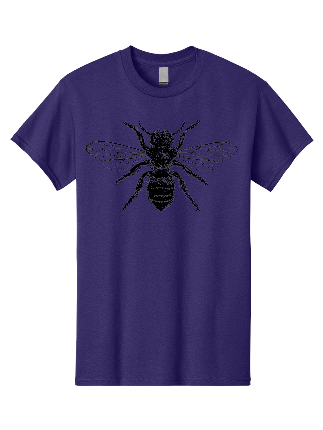 Bee-Illustration Men'S Graphic Tee, 100% Cotton, Comfortable Casual Summer Wear, Machine Washable, Bee With Striped Body, Black And White Illustration, Insect Art, Detailed Drawing, Winged Creature, Pollinator, Nature Graphic, Simple Design Aab502