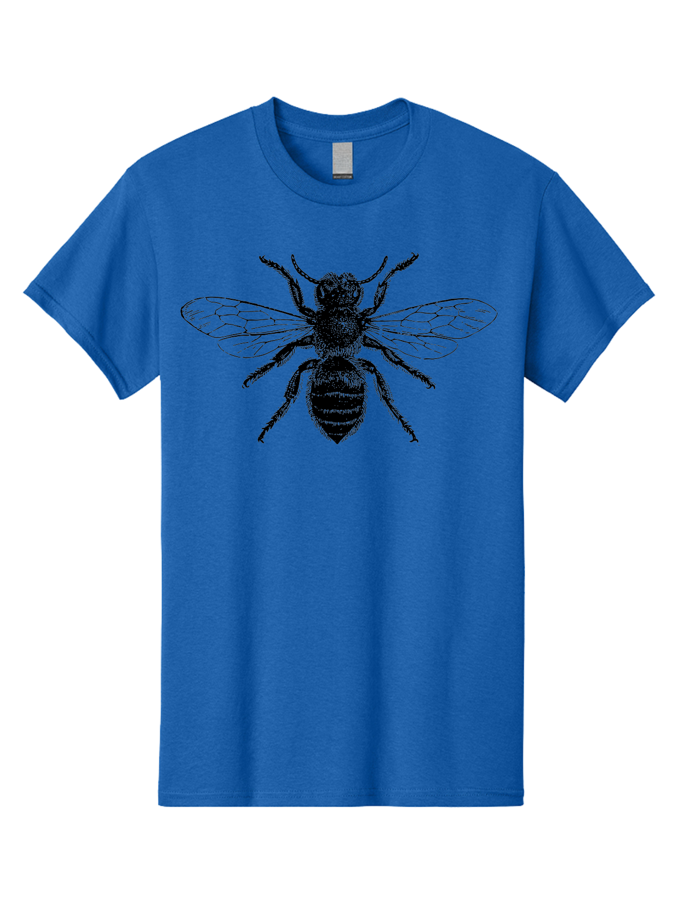Bee-Illustration Men'S Graphic Tee, 100% Cotton, Comfortable Casual Summer Wear, Machine Washable, Bee With Striped Body, Black And White Illustration, Insect Art, Detailed Drawing, Winged Creature, Pollinator, Nature Graphic, Simple Design Aab502