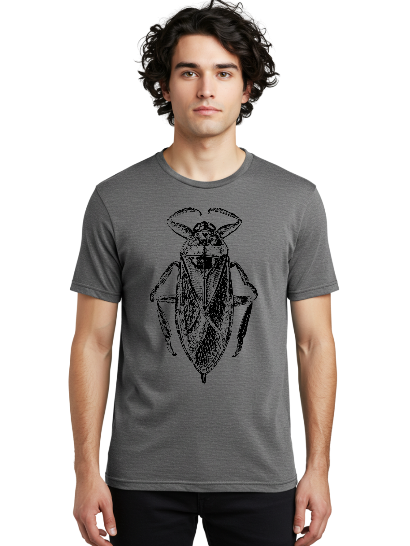 Bug-Illustration Men'S Graphic Tee, 100% Cotton, Comfortable Casual Summer Wear, Machine Washable, Insect Illustration, Entomology Art, Bug Drawing, Water Bug, Insect Anatomy, Wildlife Illustration, Detailed Artwork, Realistic Bug, Aab512