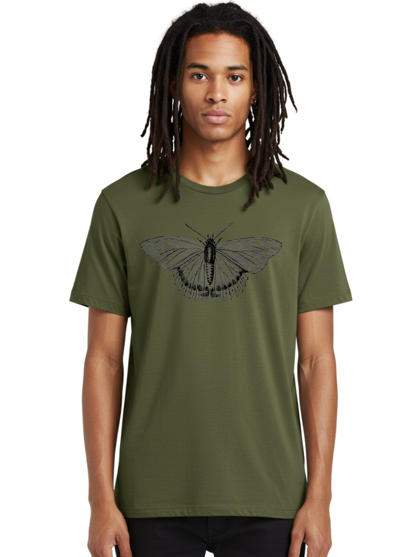 Butterfly-1 Men'S Graphic Tee, 100% Cotton, Comfortable Casual Summer Wear, Machine Washable, Butterfly With Open Wings, Detailed Illustration, Insect Art, Wing Patterns, Insect Anatomy, Natural Design, Delicate Lines Aab513