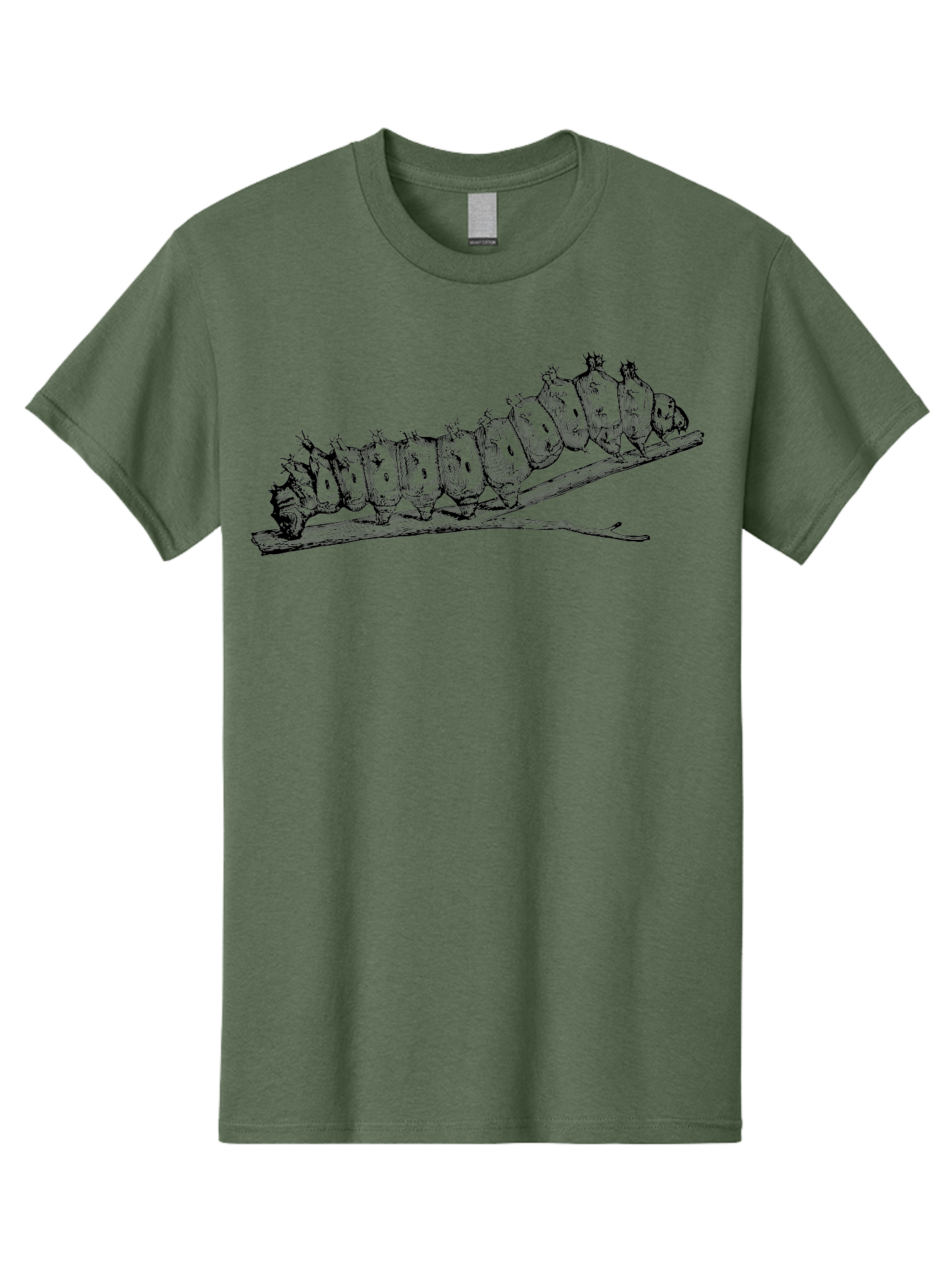 Caterpillar-On-Branch Men'S Graphic Tee, 100% Cotton, Comfortable Casual Summer Wear, Machine Washable, Caterpillar On Branch, Insect Metamorphosis, Garden Pests, Butterfly Life Cycle, Caterpillar Stages, Insect Illustration, Entomology Art Aab518